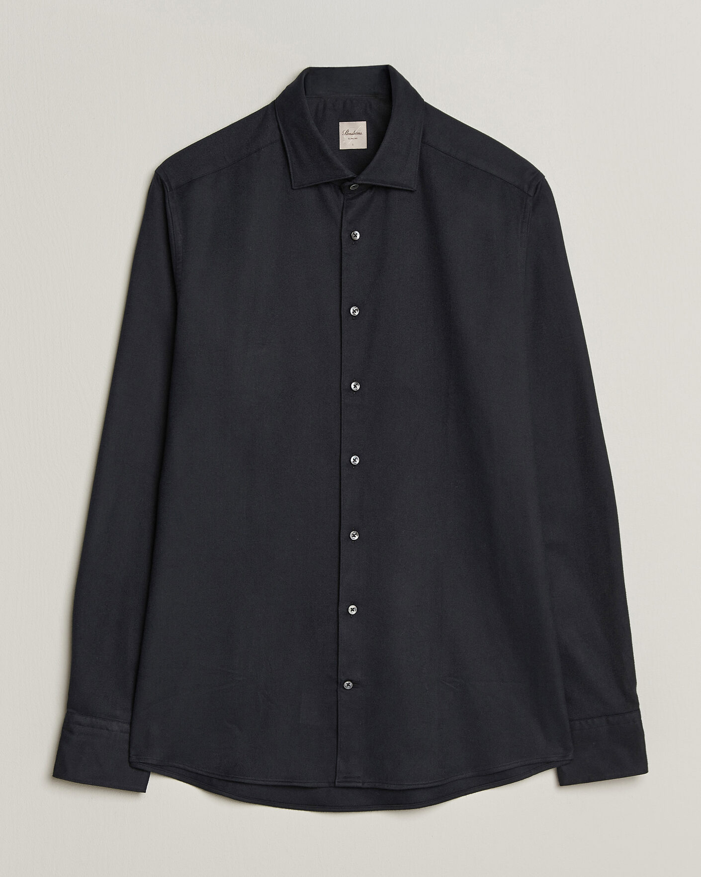Uomini | Camicie | Stenströms | Slimline Flannel Shirt Black