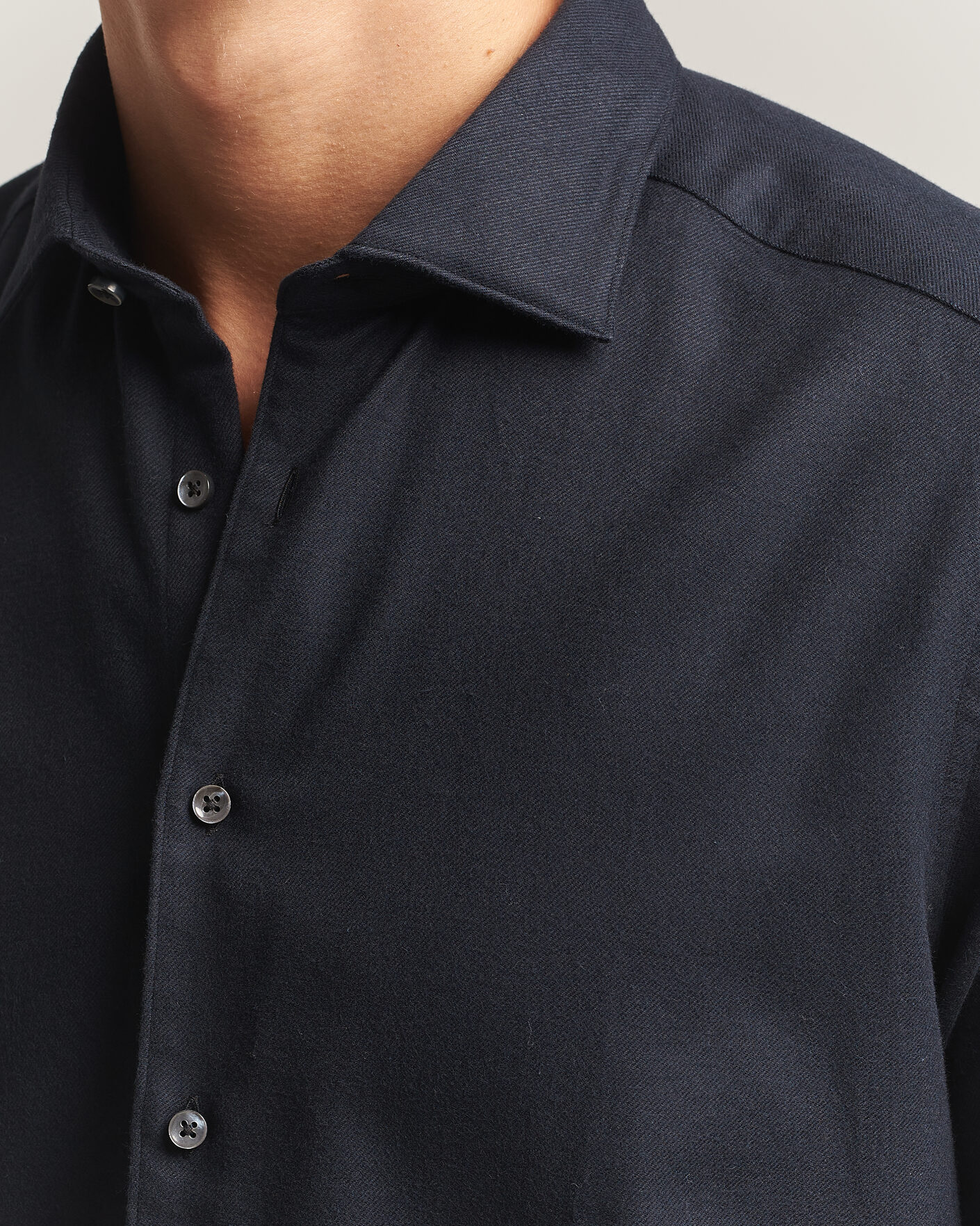 Uomini | Camicie | Stenströms | Slimline Flannel Shirt Black