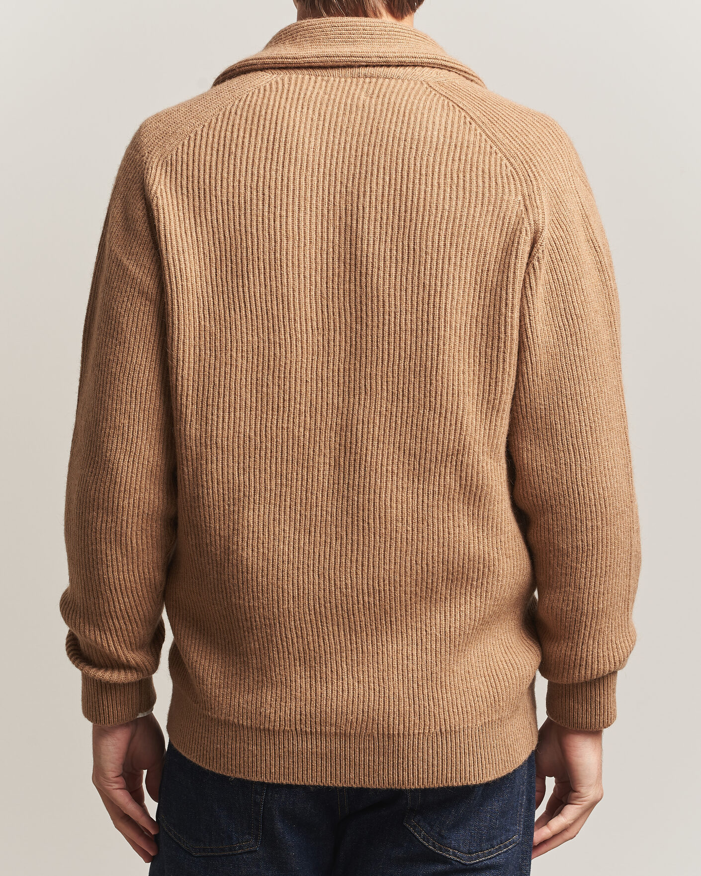 Uomini | Maglieria | William Lockie | Windsor Camelhair Shawl Cardigan Natural Brown