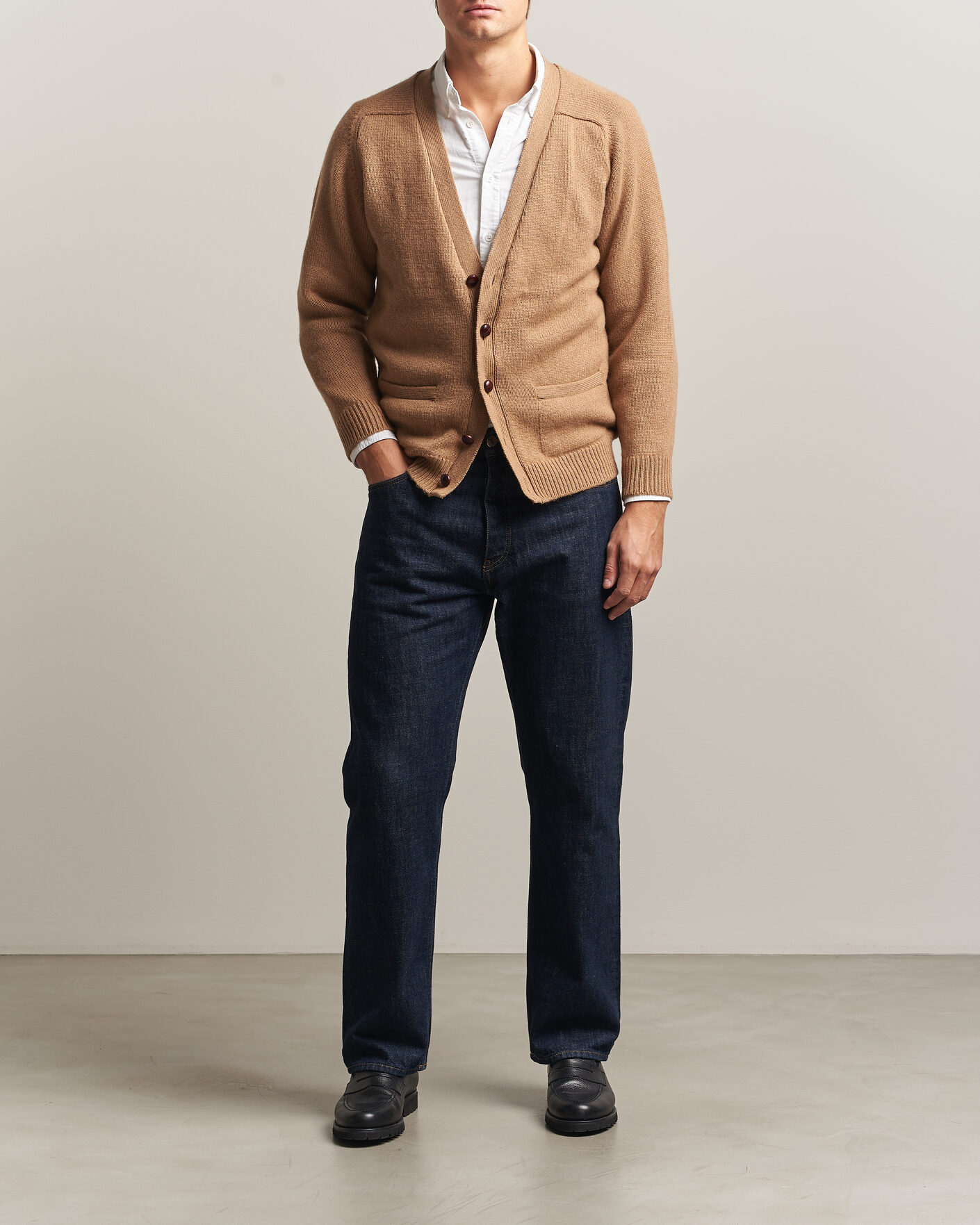 Uomini | Maglieria | William Lockie | Datchet Camelhair Cardigan Natural Brown