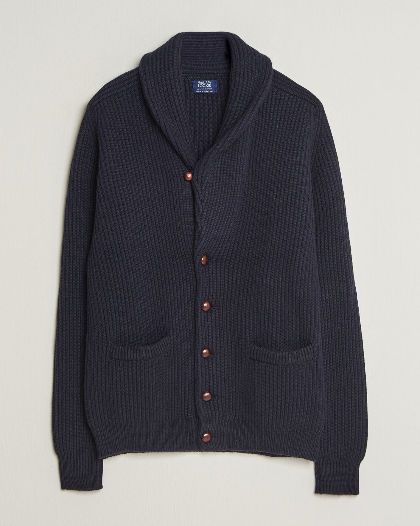 Uomini | Maglieria | William Lockie | Windsor Cashmere Shawl Cardigan Navy