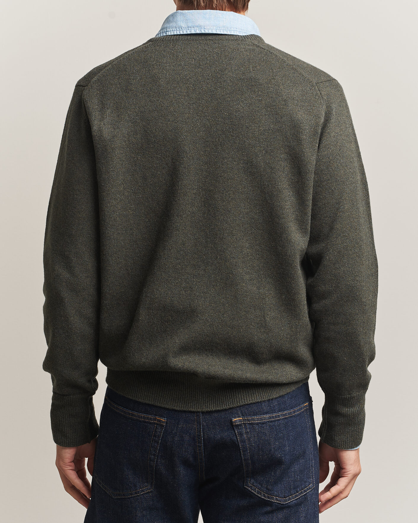 Uomini | Maglieria | William Lockie | Rob Lambswool V-Neck Seaweed