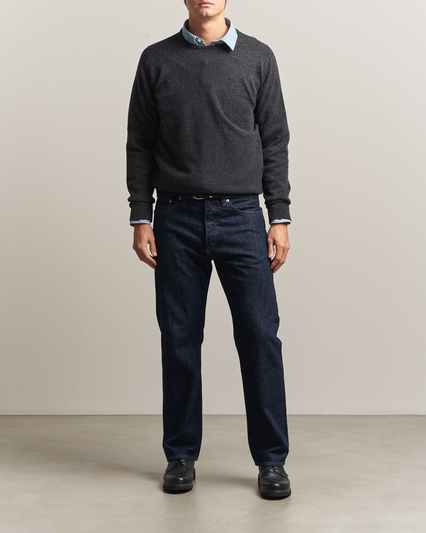Uomini | Maglieria | William Lockie | Rob Lambswool Crewneck Charcoal