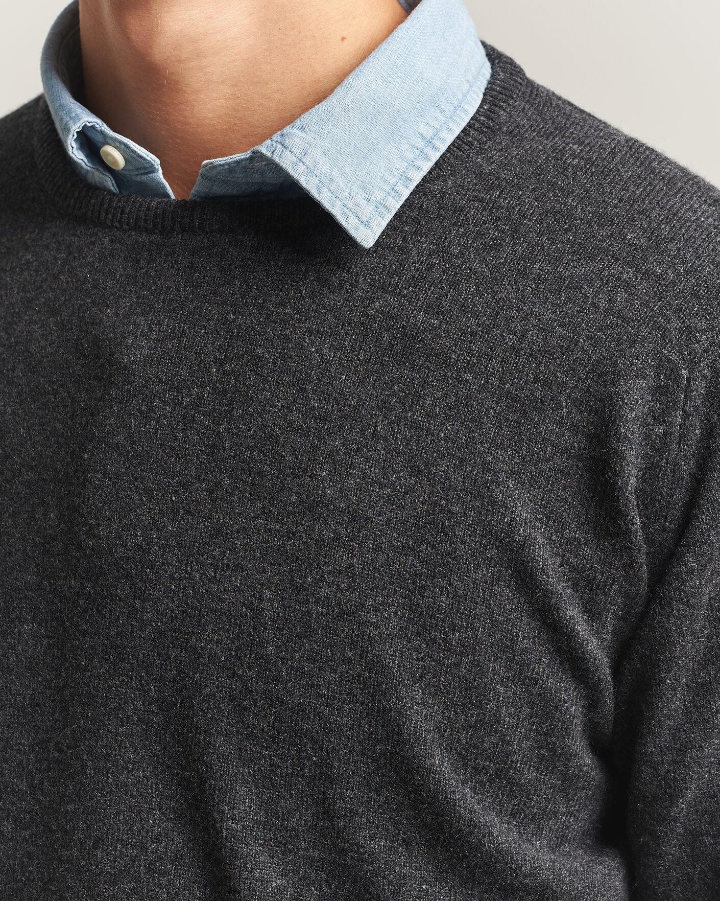 Uomini | Maglieria | William Lockie | Rob Lambswool Crewneck Charcoal