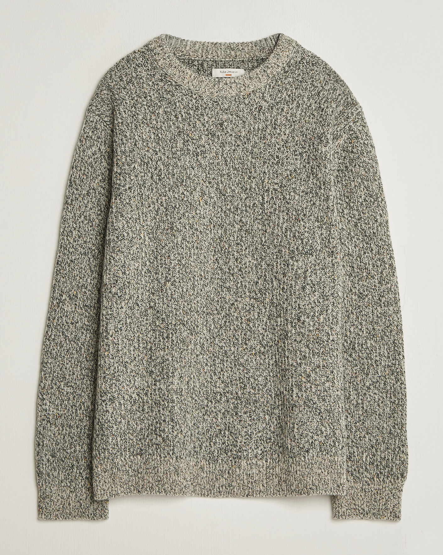 Uomini | Maglieria | Nudie Jeans | August Wool Rib Knitted Sweater Green Melange