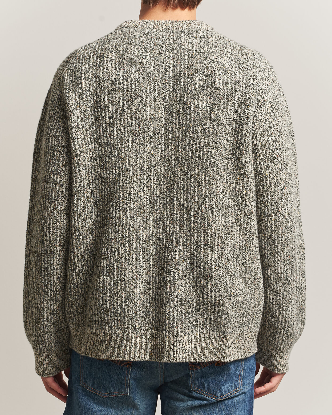 Uomini | Maglieria | Nudie Jeans | August Wool Rib Knitted Sweater Green Melange