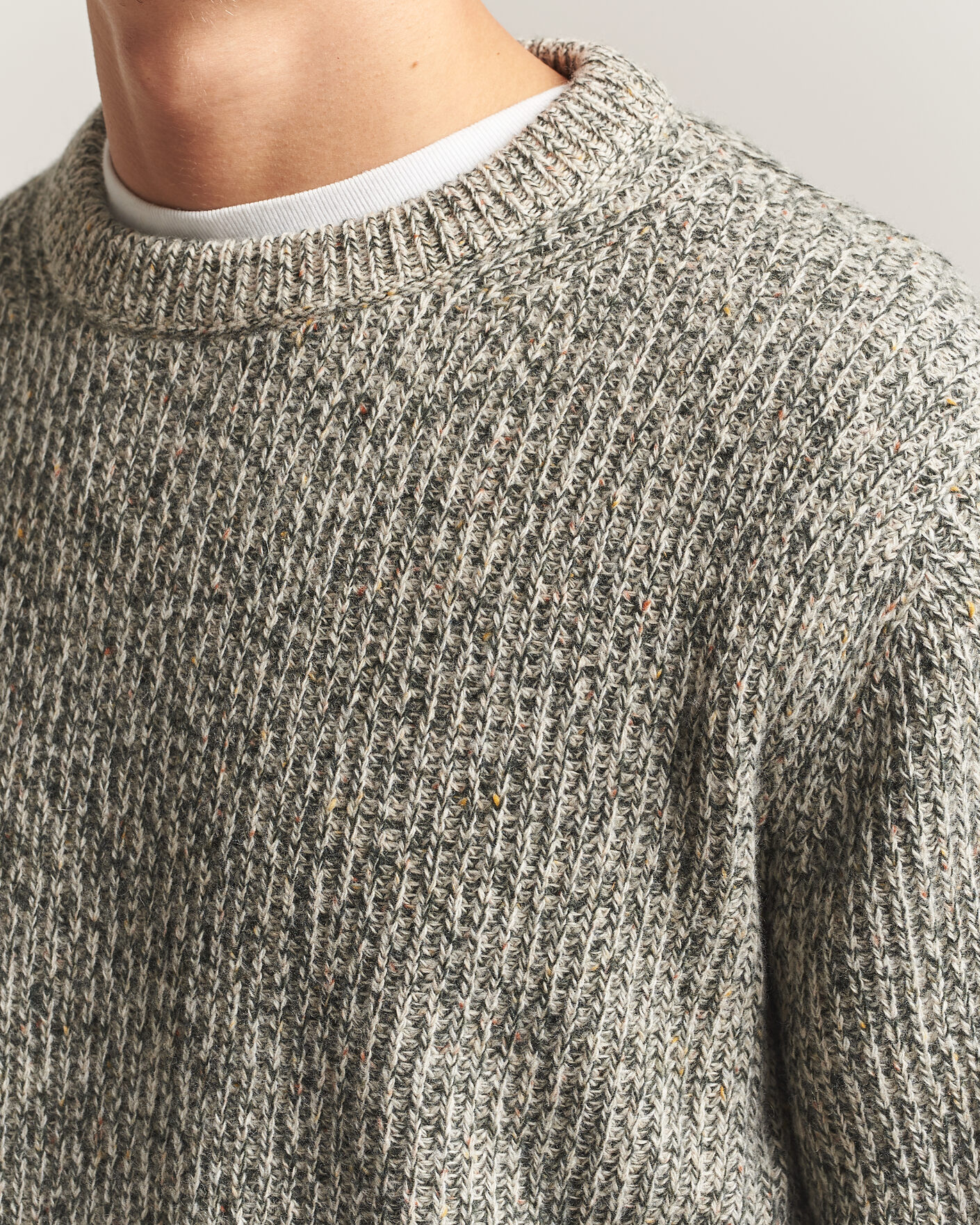 Uomini | Maglieria | Nudie Jeans | August Wool Rib Knitted Sweater Green Melange