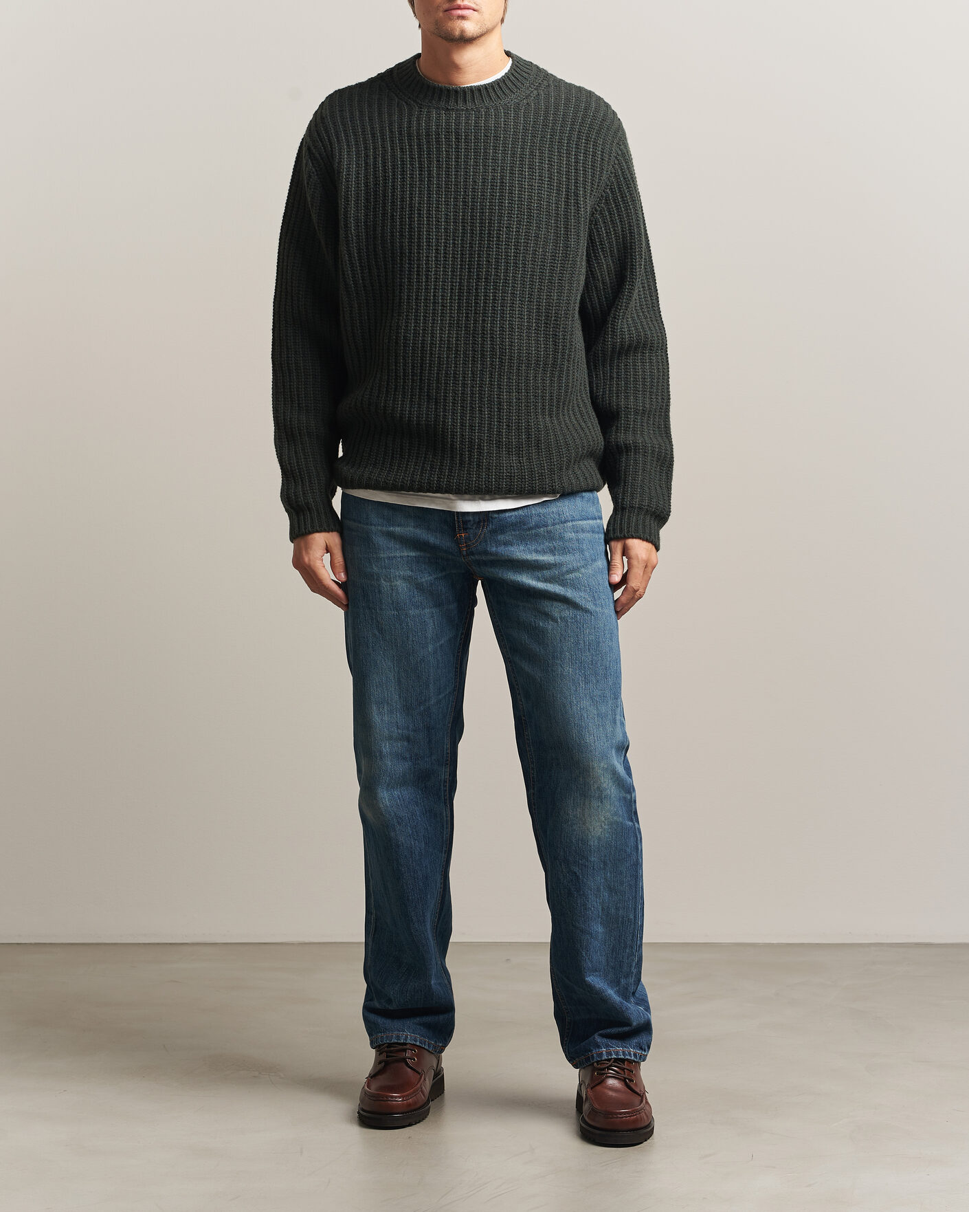 Uomini | Maglieria | Nudie Jeans | Gurry Chunky Knitted Sweater Racing Green