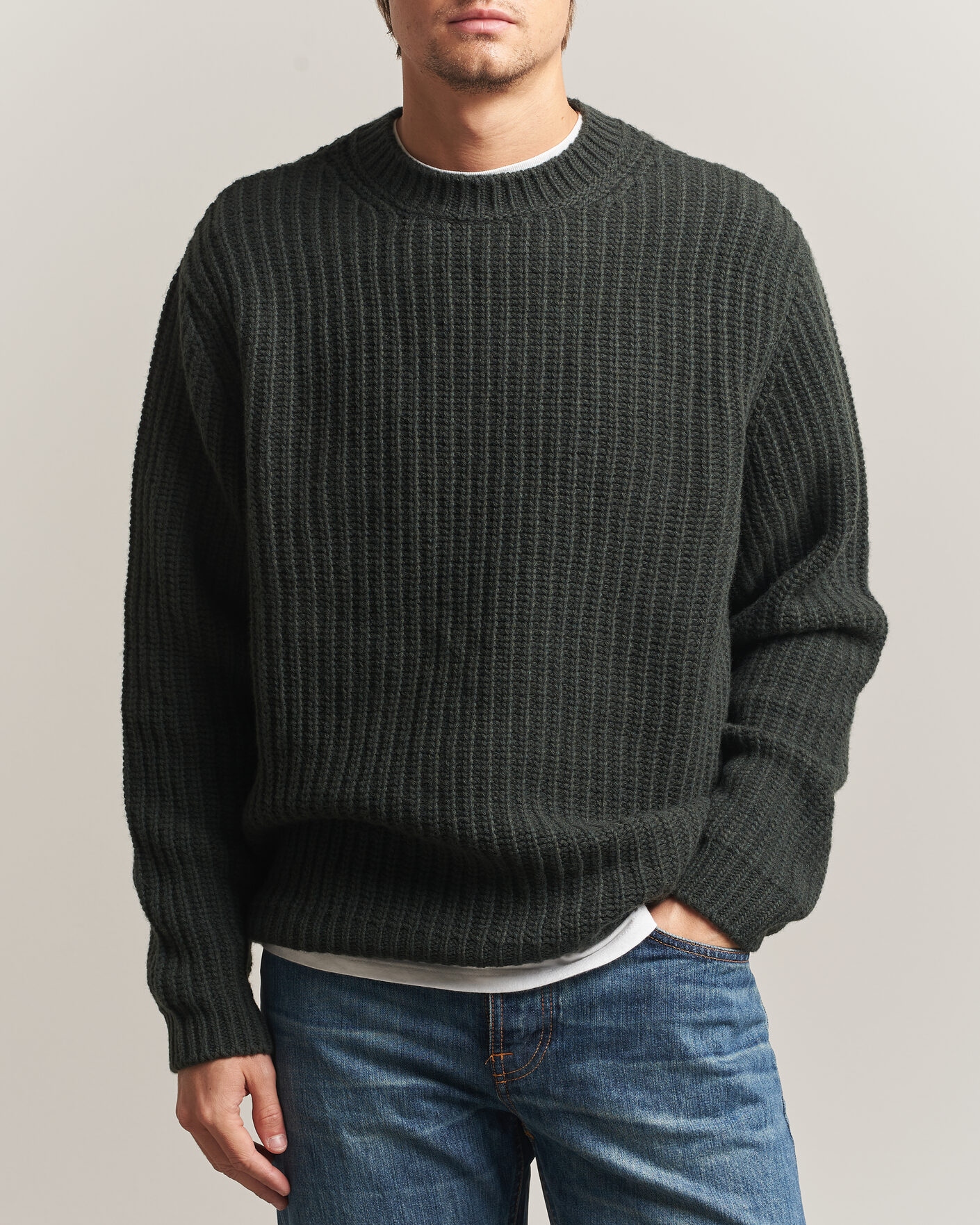 Uomini | Maglieria | Nudie Jeans | Gurry Chunky Knitted Sweater Racing Green