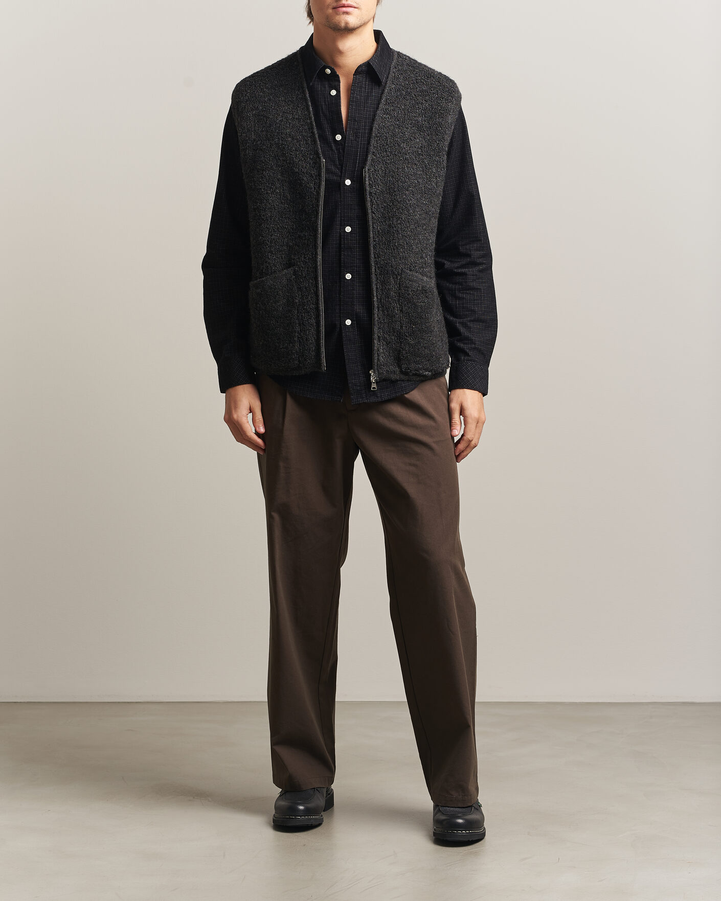 Uomini | Gilet | NN07 | Mads Wool Fleece Vest Antracite Melange