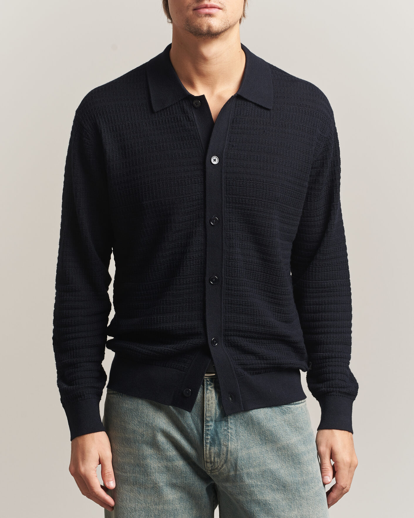 Uomini | Maglieria | NN07 | Nate Wool Knitted Cardigan Deep Navy