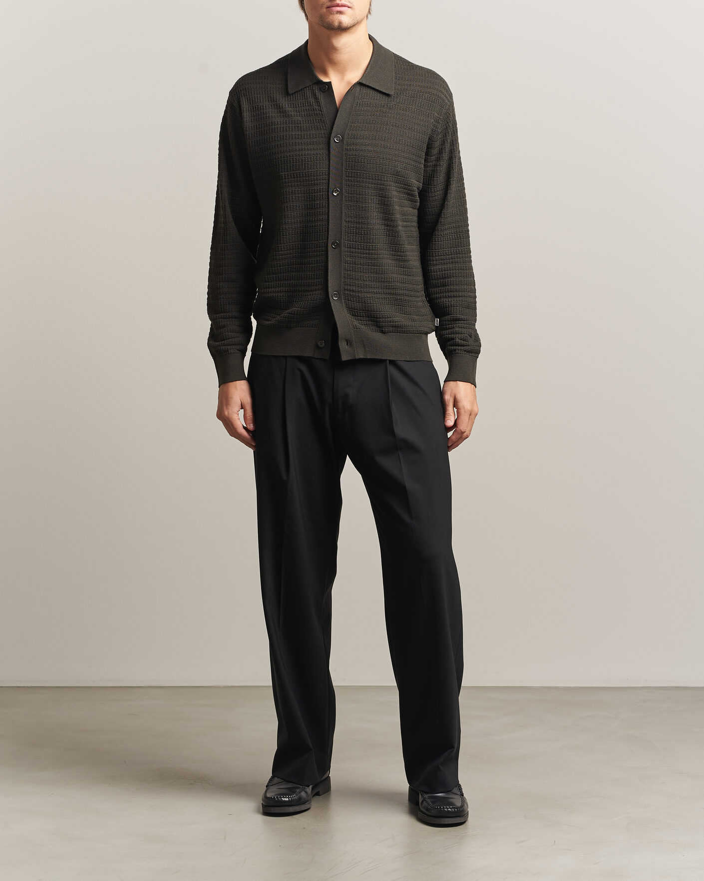 Uomini | Maglieria | NN07 | Nate Wool Knitted Cardigan Dark Army
