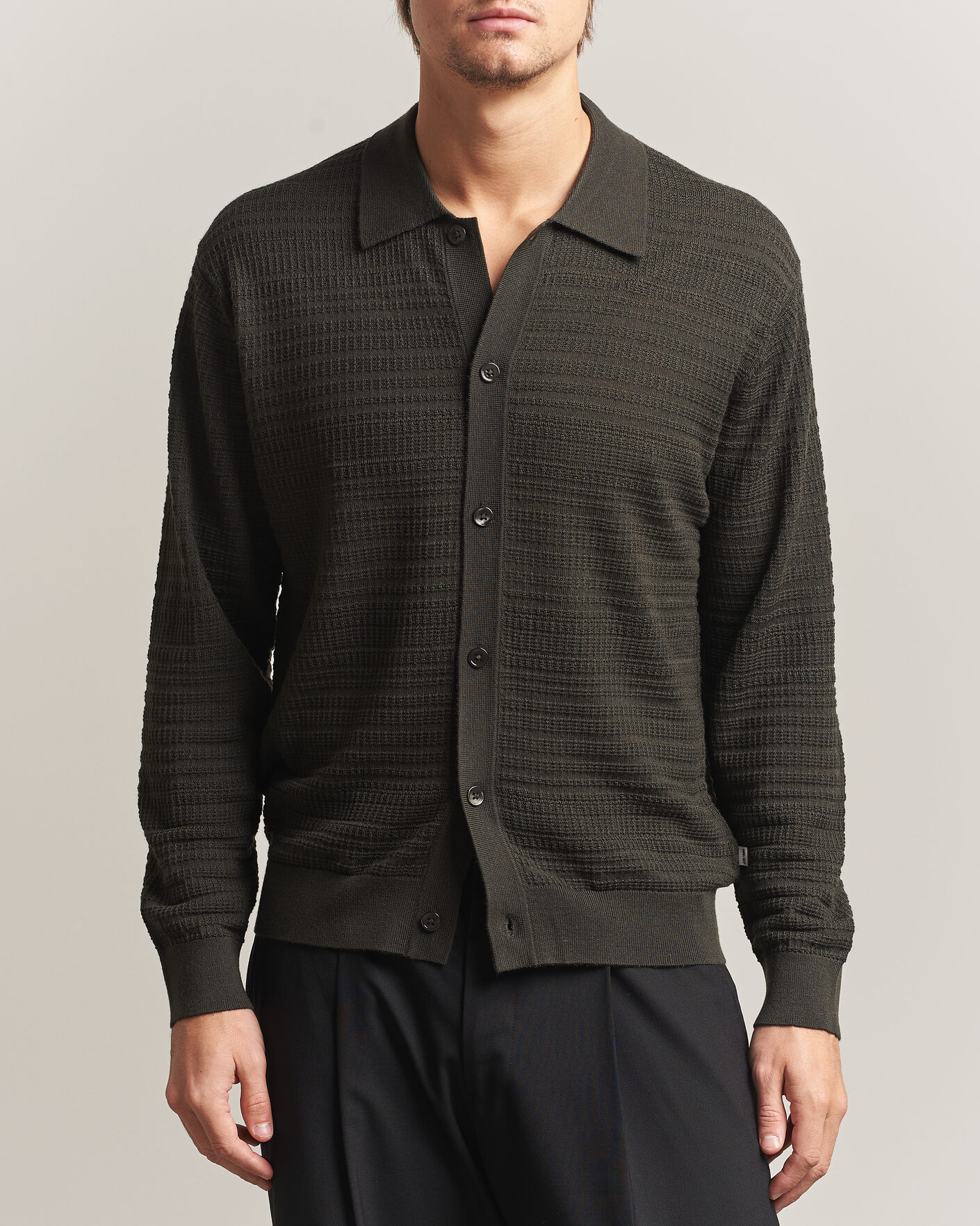 Uomini | Maglieria | NN07 | Nate Wool Knitted Cardigan Dark Army