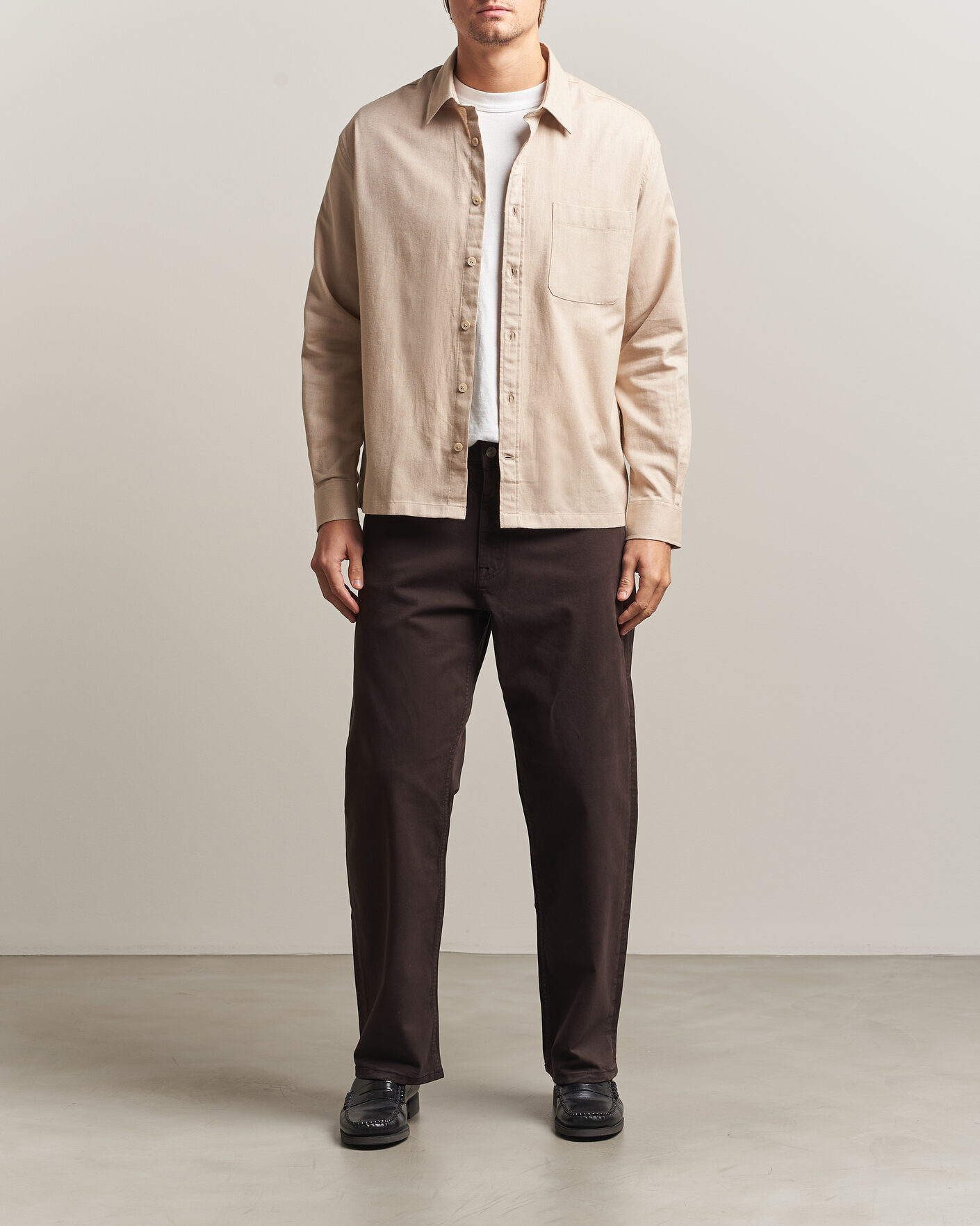 Uomini | Camicie | NN07 | Deon Brushed Light Flannel Shirt Desert Khaki