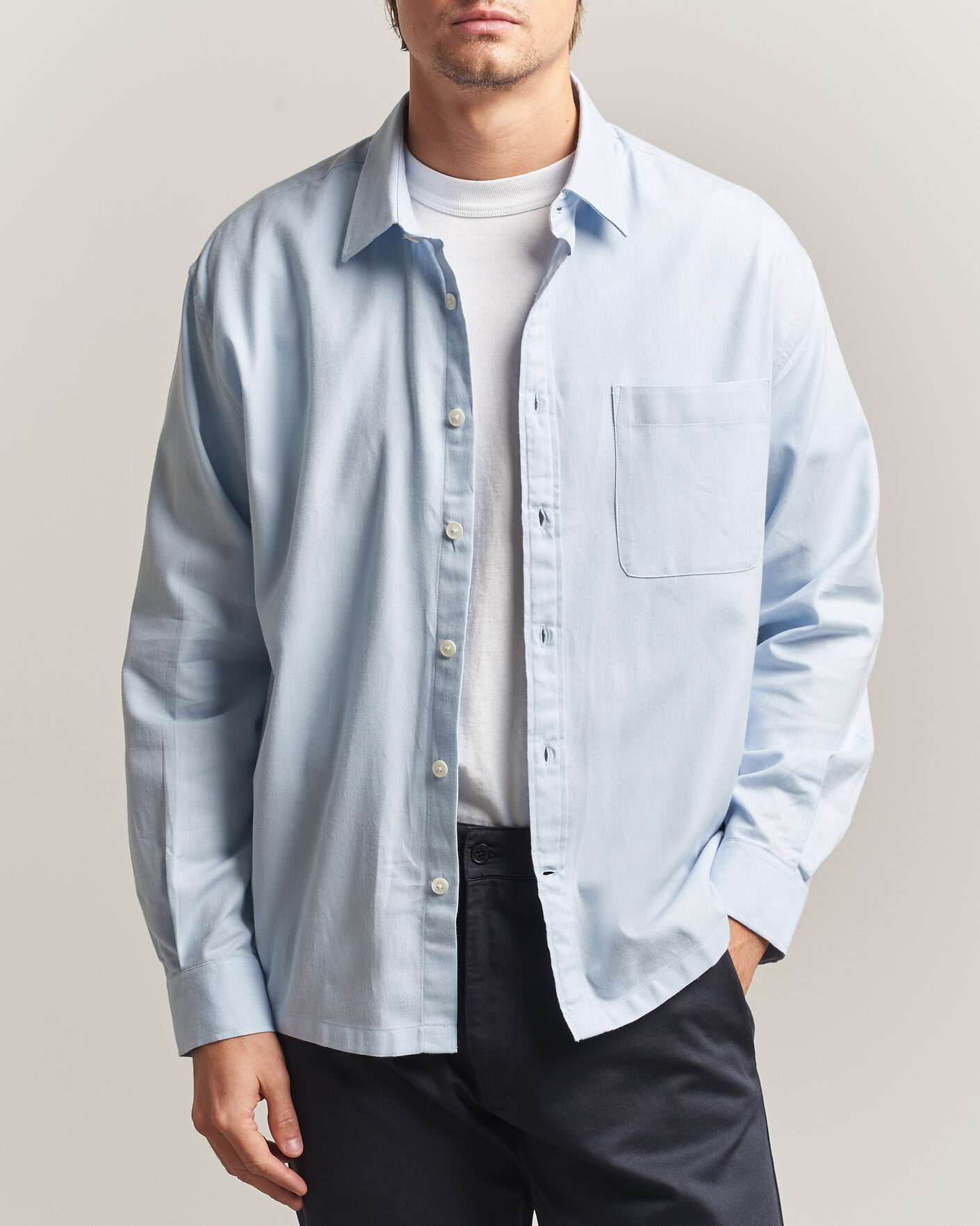 Uomini | Camicie | NN07 | Deon Brushed Light Flannel Shirt Sky Mist