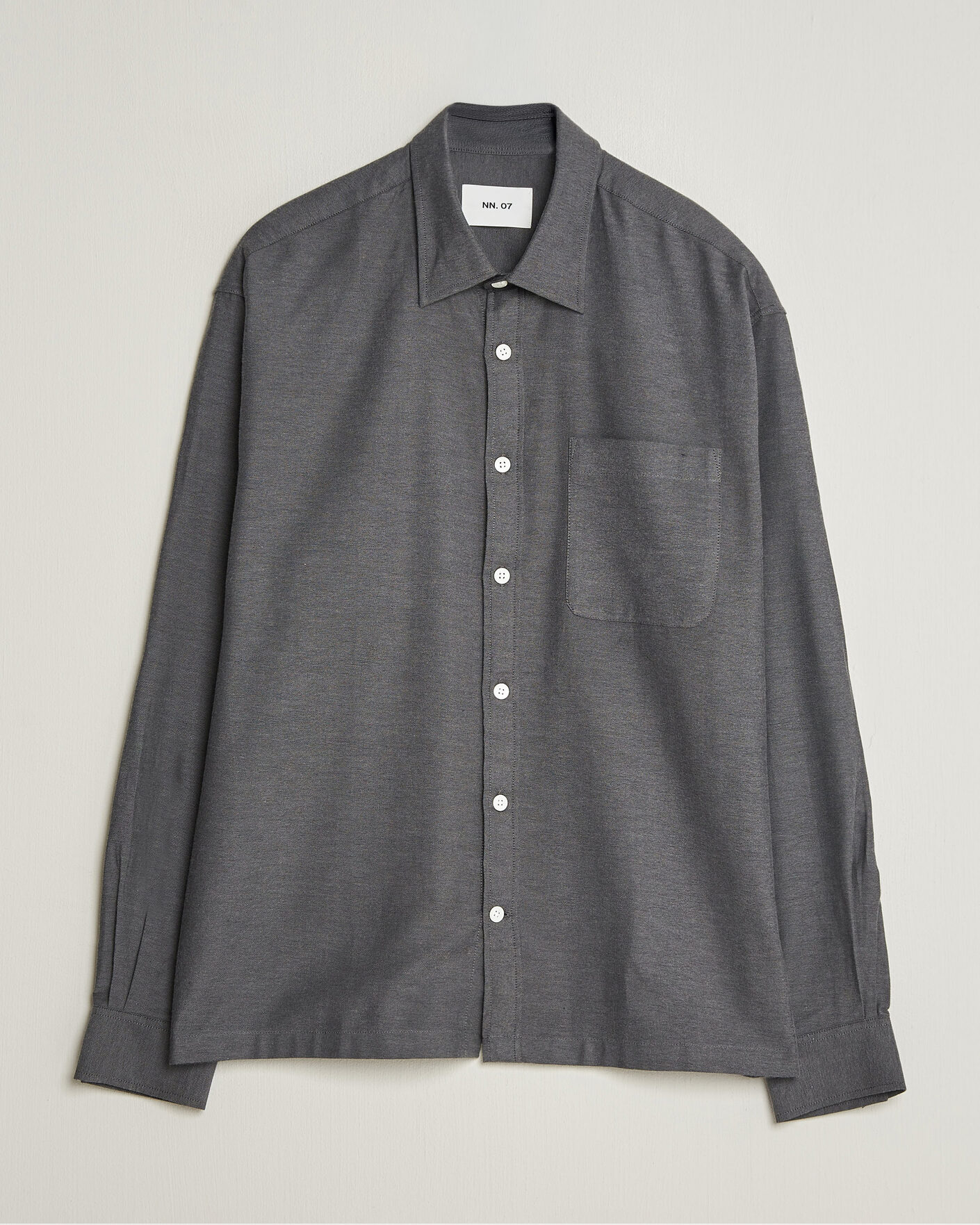 Uomini | Camicie | NN07 | Deon Brushed Light Flannel Shirt Dark Grey