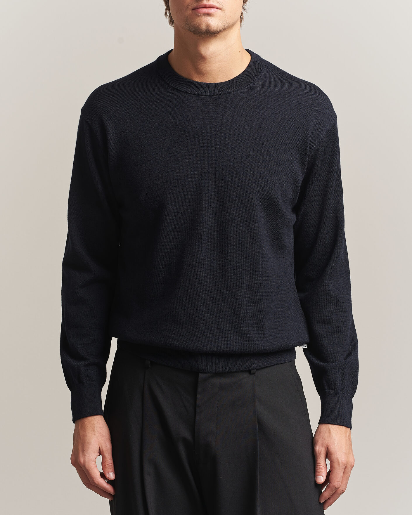 Uomini | Maglieria | NN07 | Nate Wool Knitted Crew Neck Deep Navy