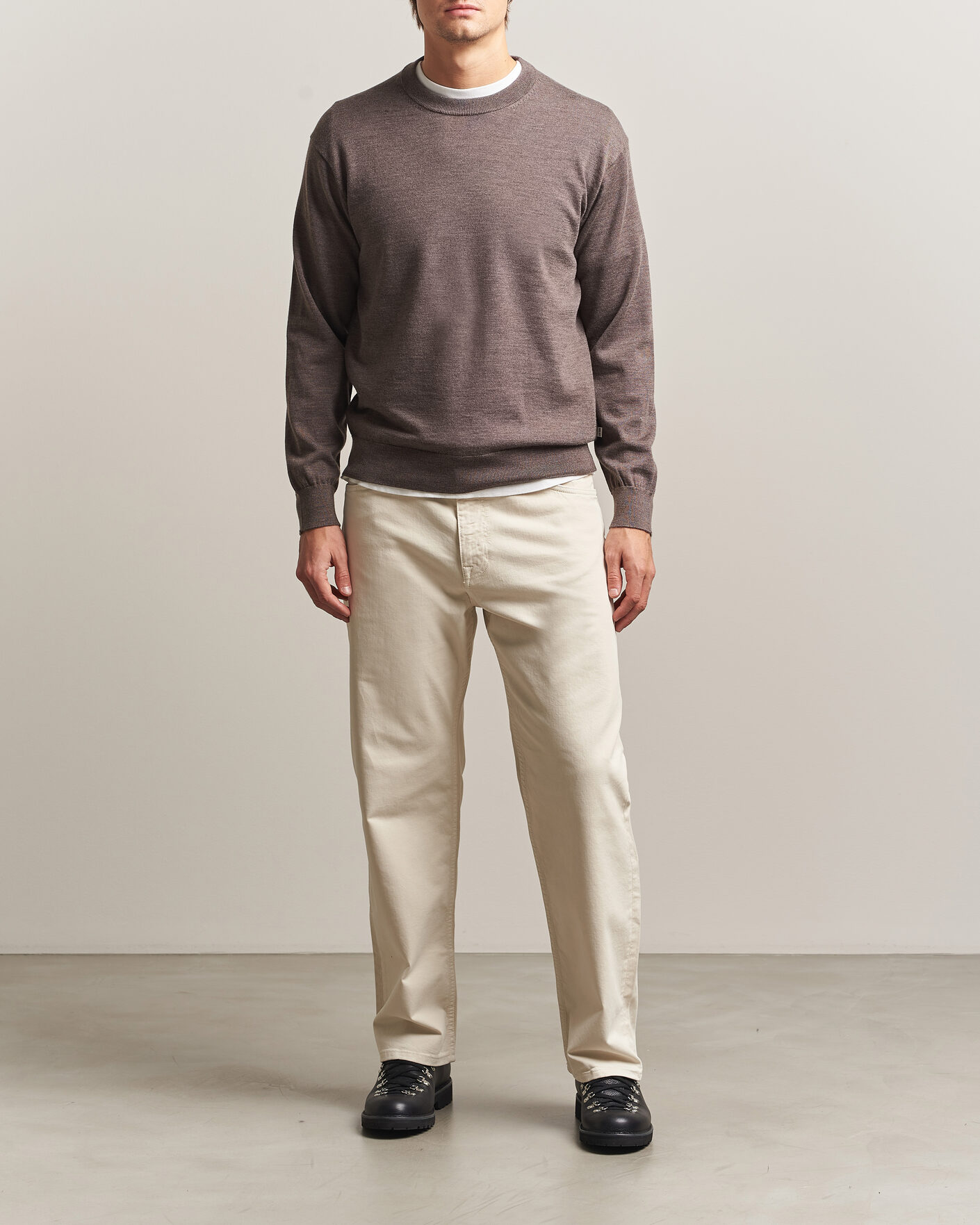 Uomini | Maglieria | NN07 | Nate Wool Knitted Crew Neck Mable Husk