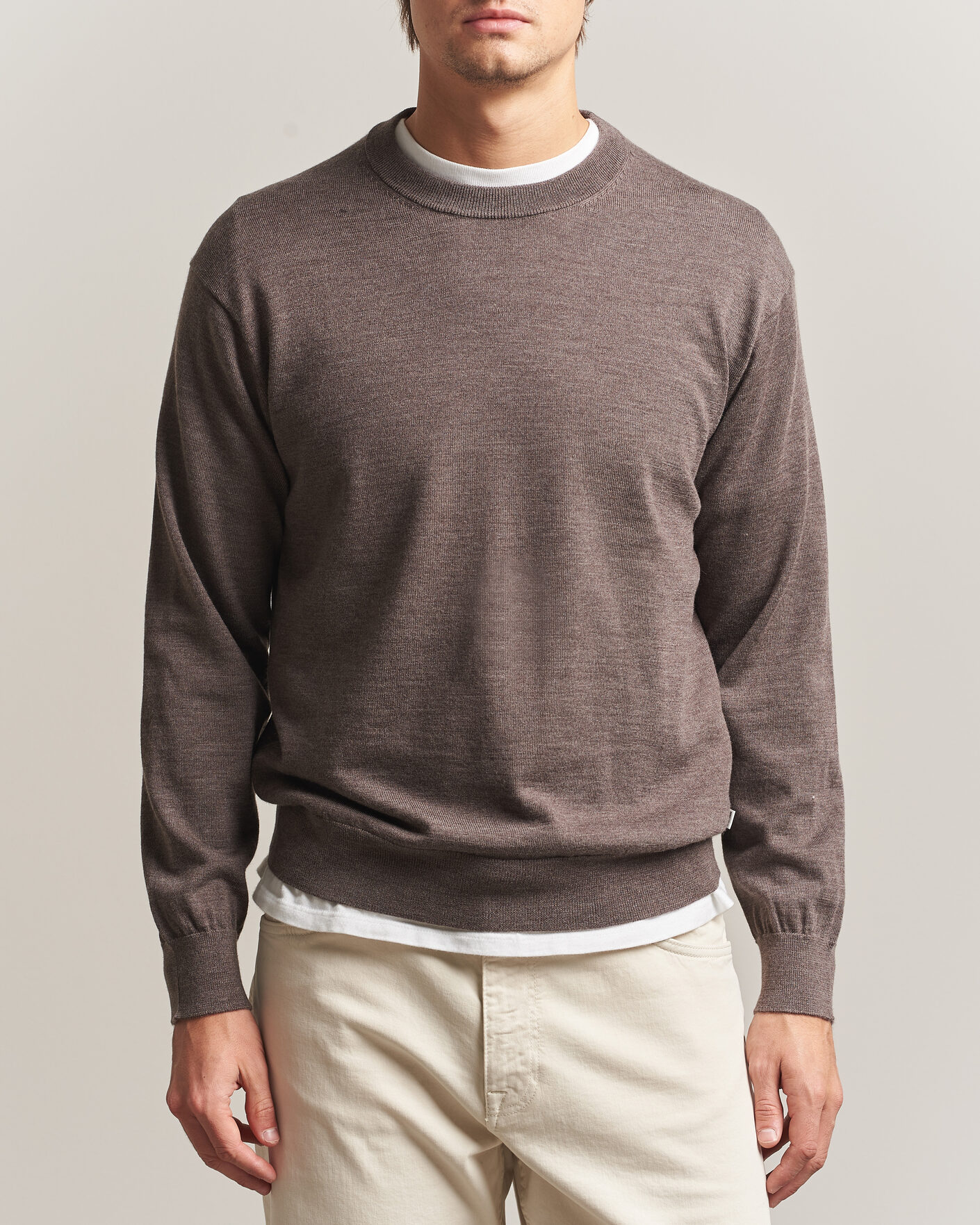Uomini | Maglieria | NN07 | Nate Wool Knitted Crew Neck Mable Husk