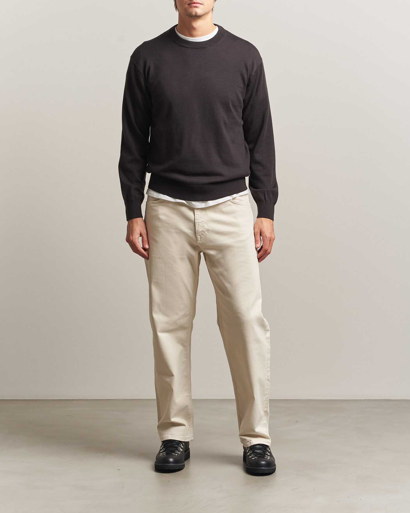 Uomini | Maglieria | NN07 | Nate Wool Knitted Crew Neck Deep Truffle