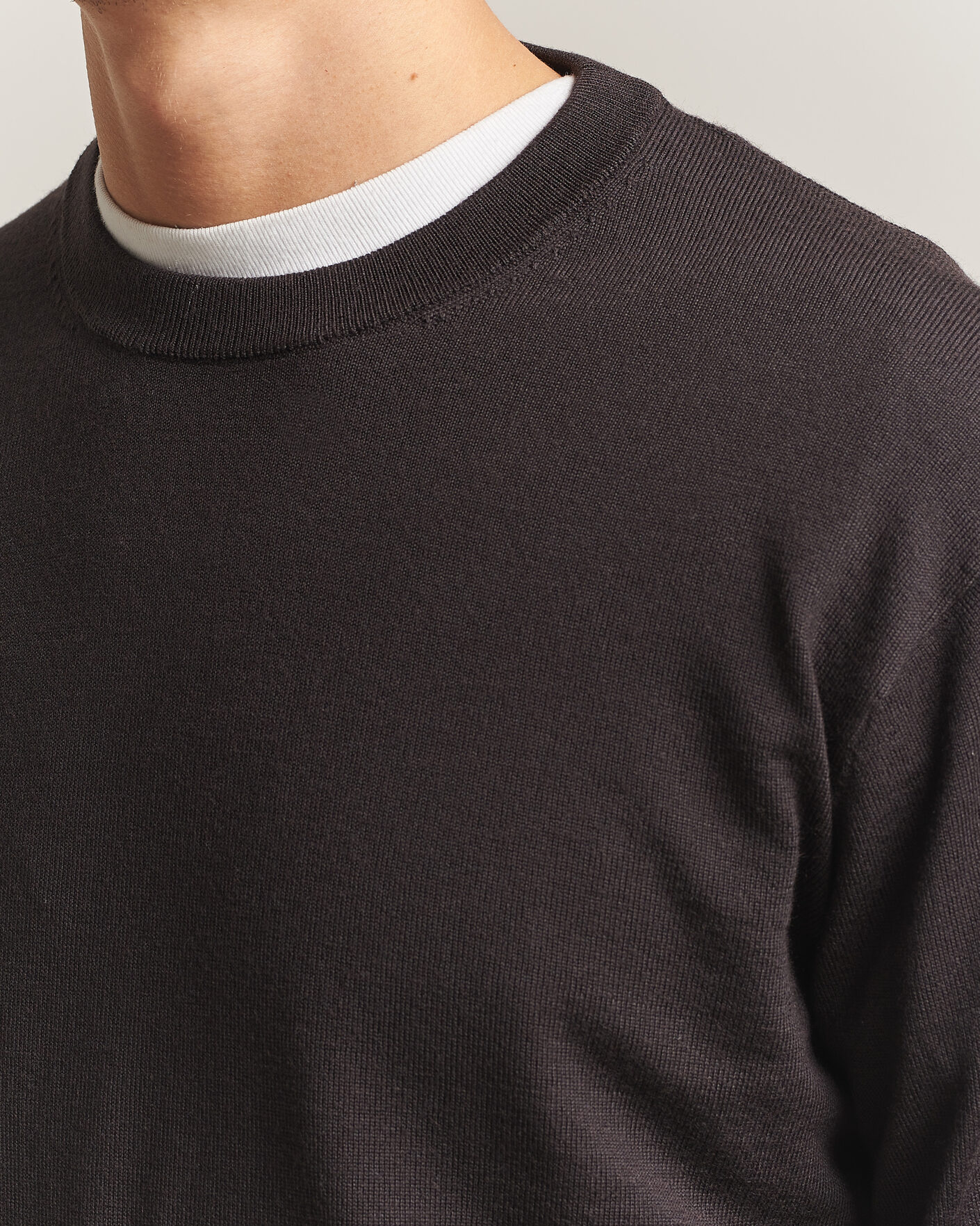Uomini | Maglieria | NN07 | Nate Wool Knitted Crew Neck Deep Truffle
