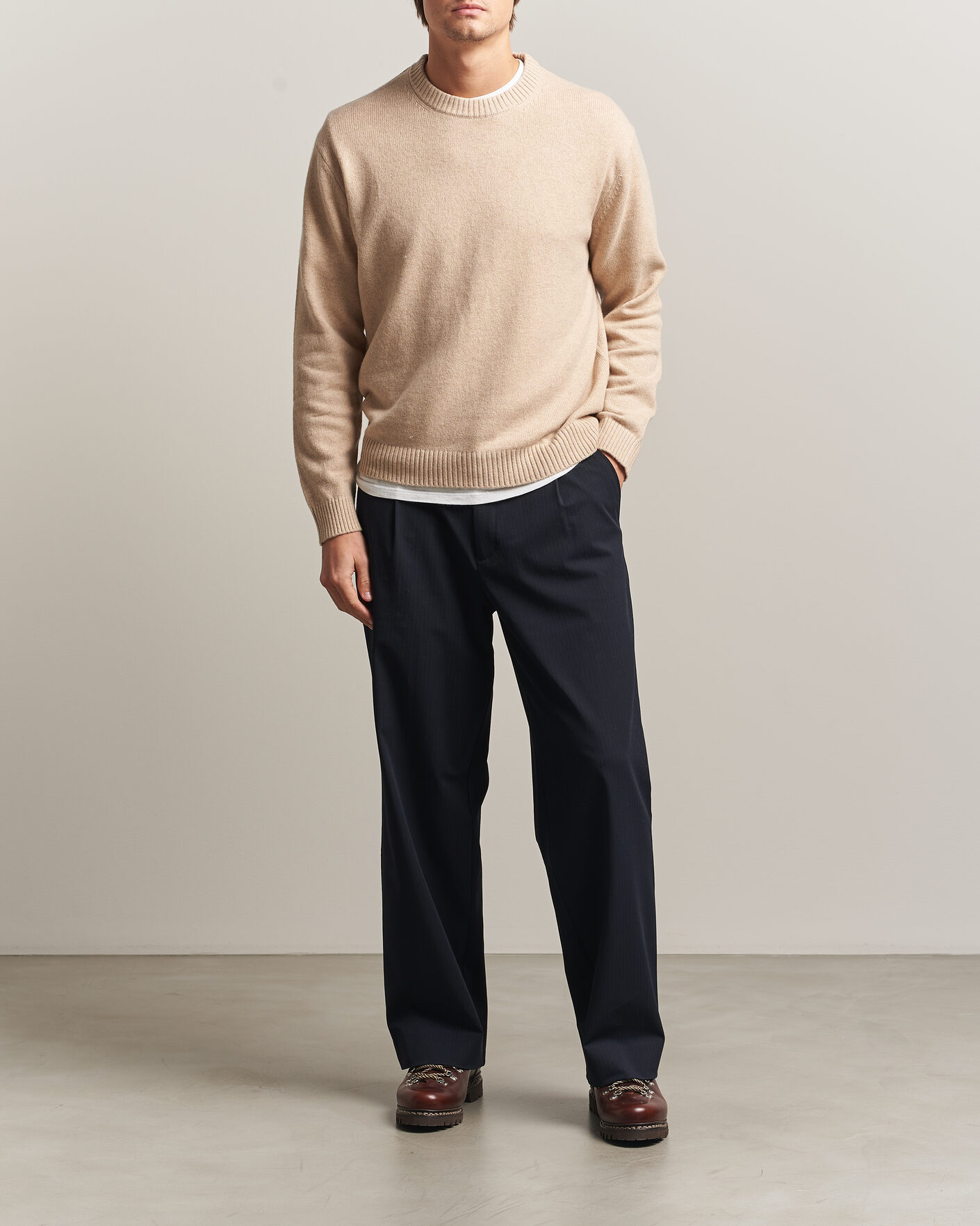 Uomini | Maglieria | NN07 | Russel Wool/Cotton Knitted Sweater Ecru