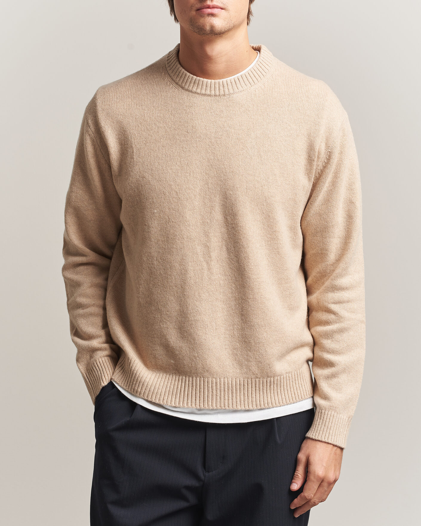 Uomini | Maglieria | NN07 | Russel Wool/Cotton Knitted Sweater Ecru