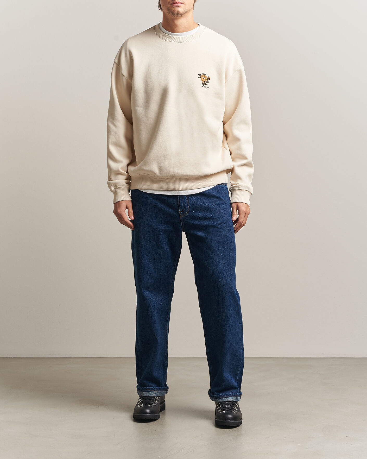 Uomini | Maglieria | NN07 | David Embroidered Sweatshirt Ivory