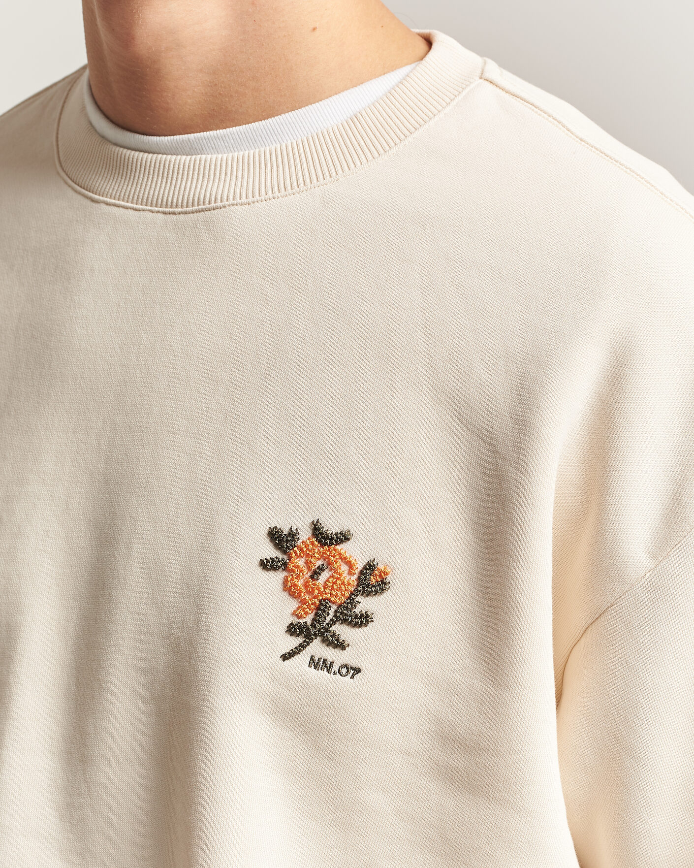 Uomini | Maglieria | NN07 | David Embroidered Sweatshirt Ivory