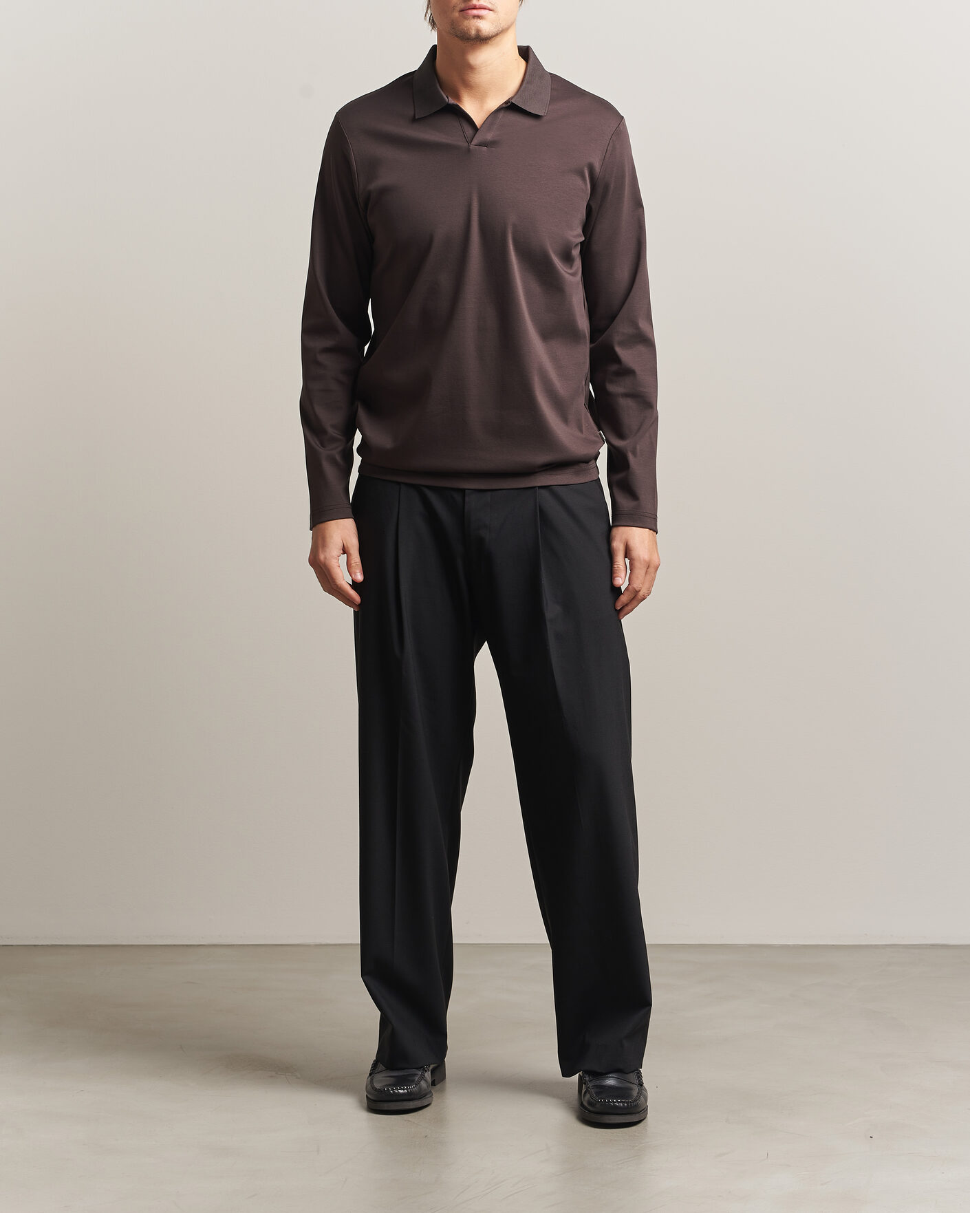 Uomini | Polo | NN07 | Paul Long Sleeve Polo Deep Truffle