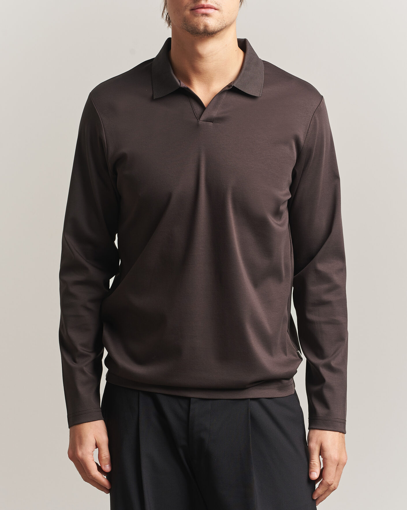 Uomini | Polo | NN07 | Paul Long Sleeve Polo Deep Truffle
