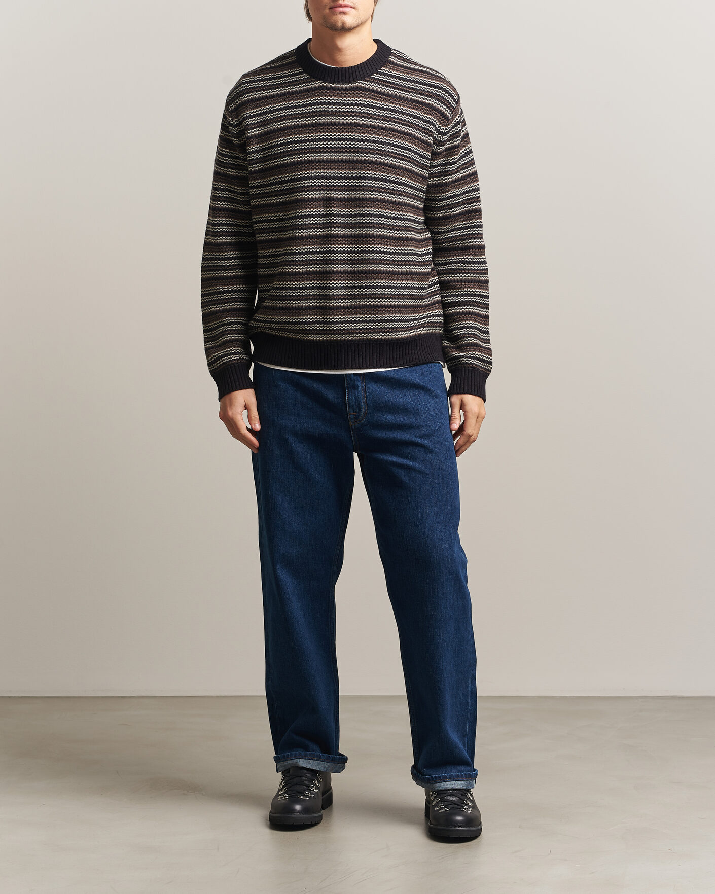 Uomini | Maglieria | NN07 | Russel Wool/Cotton Striped Sweater Black Multi