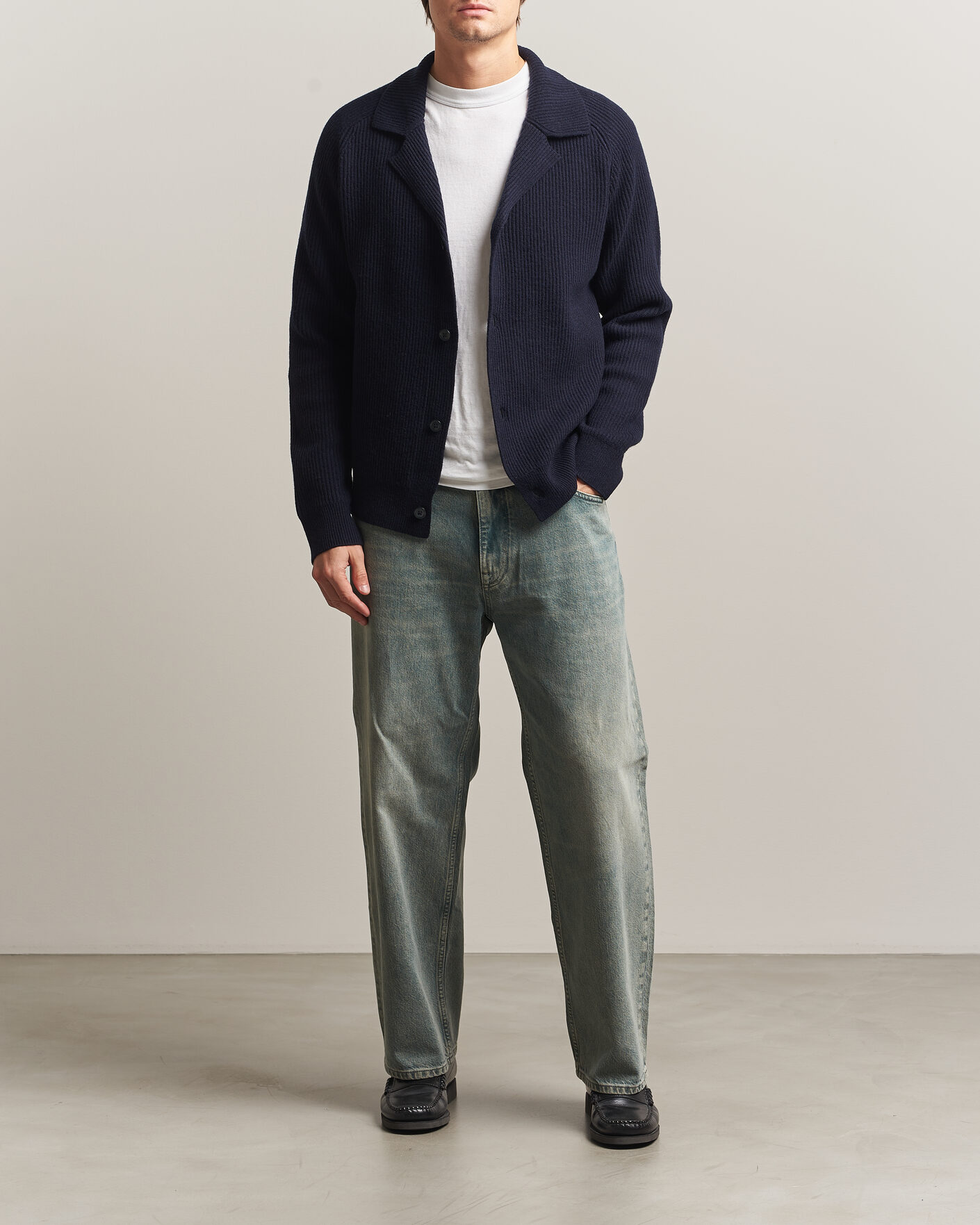 Uomini | Maglieria | NN07 | Shane Wool Knitted Cardigan Navy Blue
