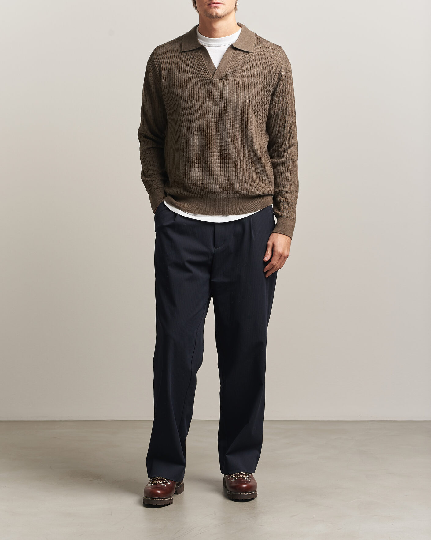 Uomini | Maglieria | NN07 | Nate Wool Knitted Polo Mable Husk