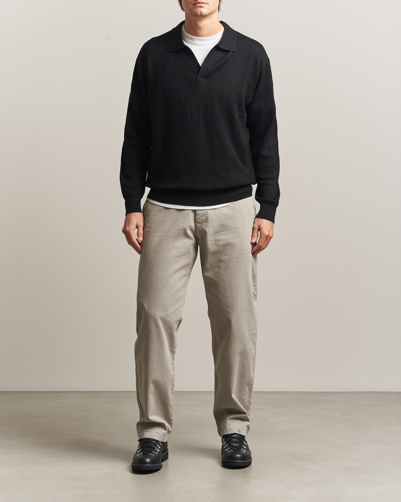 Uomini | Maglieria | NN07 | Nate Wool Knitted Polo Black