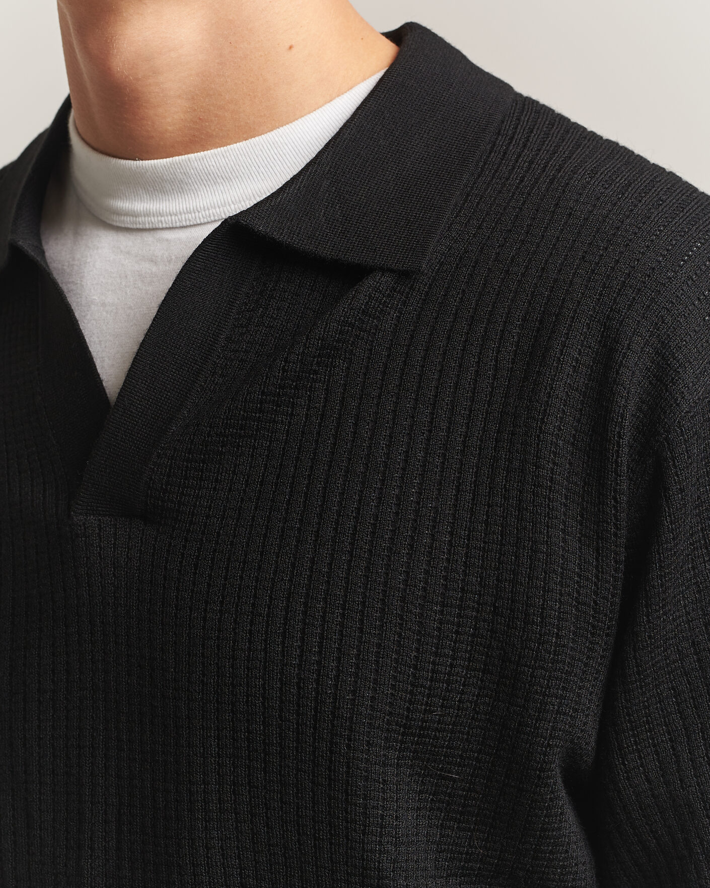 Uomini | Maglieria | NN07 | Nate Wool Knitted Polo Black