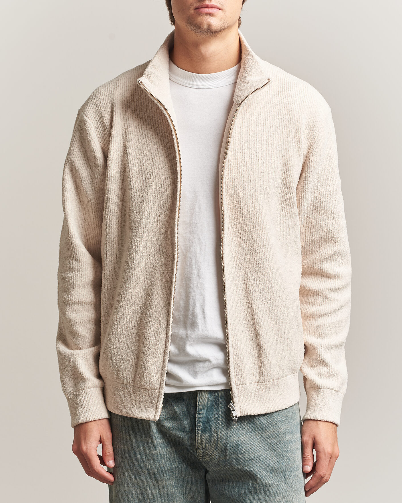 Uomini | Maglieria | NN07 | Danny Rib Knitted Full Zip Ivory