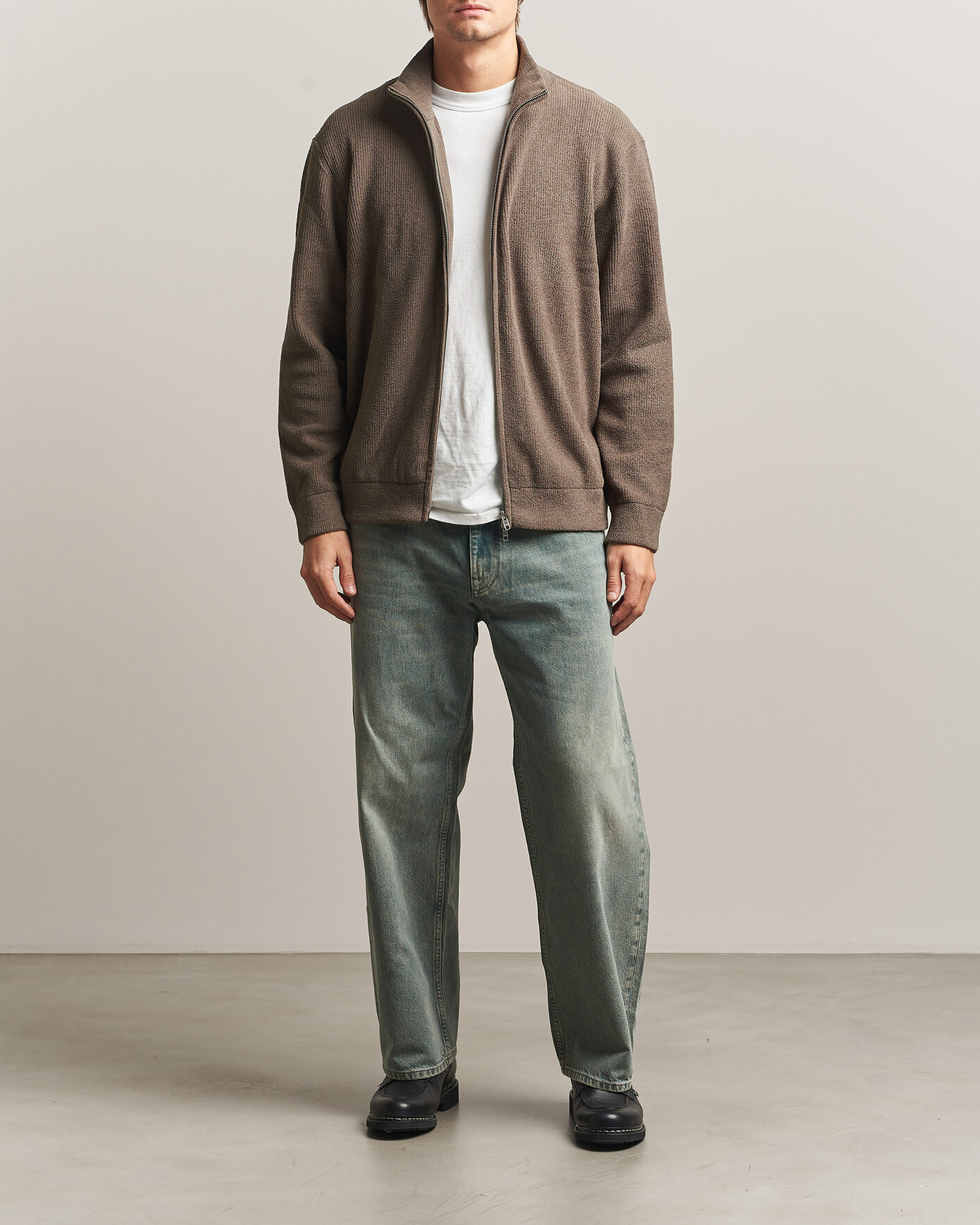 Uomini | Maglieria | NN07 | Danny Rib Knitted Full Zip Mable Husk