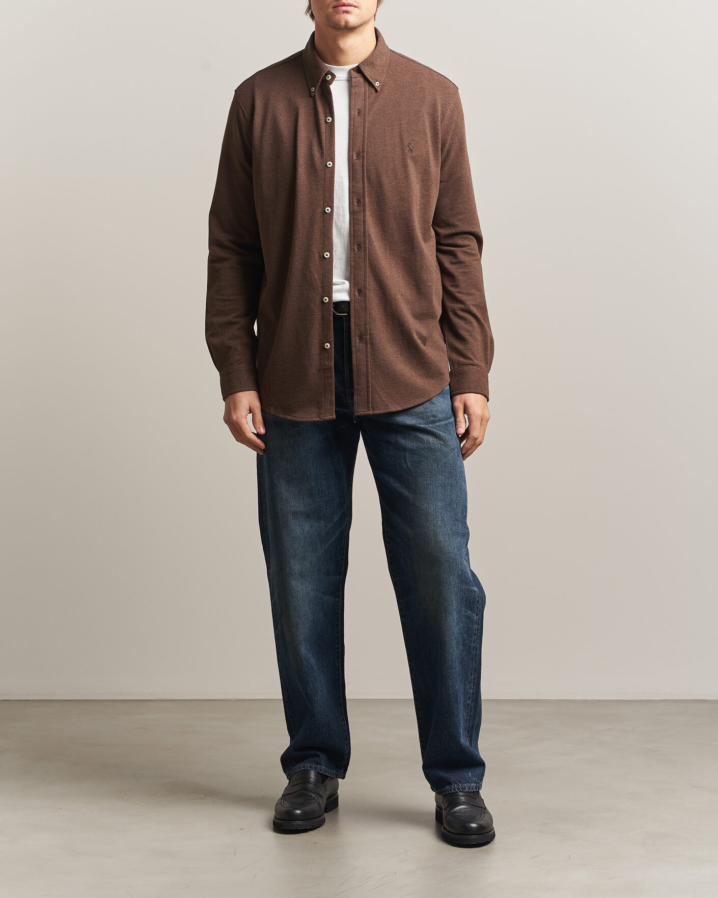 Uomini | Polo | Polo Ralph Lauren | Featherweight Mesh Shirt Nutmeg Brown Heather