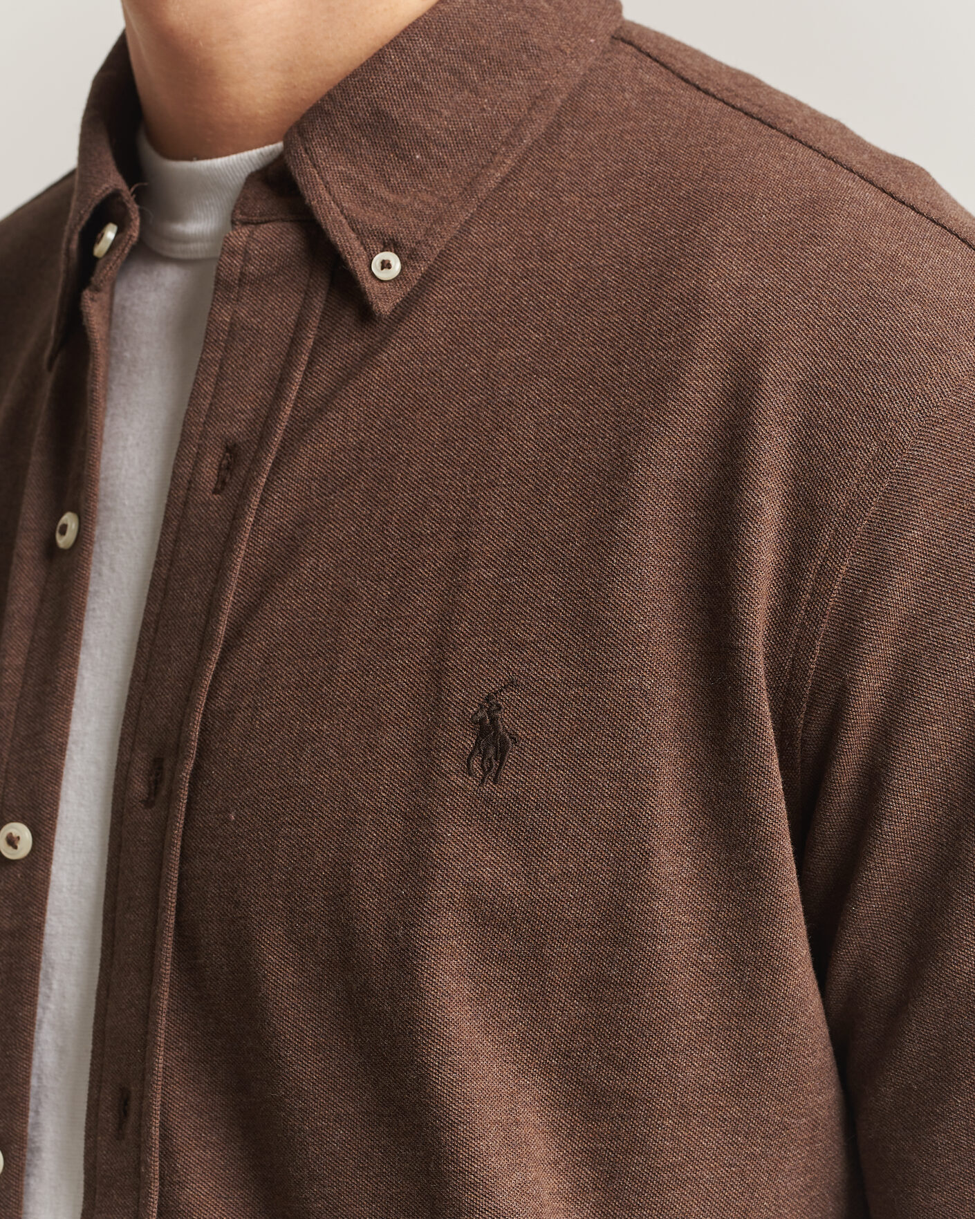 Uomini | Polo | Polo Ralph Lauren | Featherweight Mesh Shirt Nutmeg Brown Heather