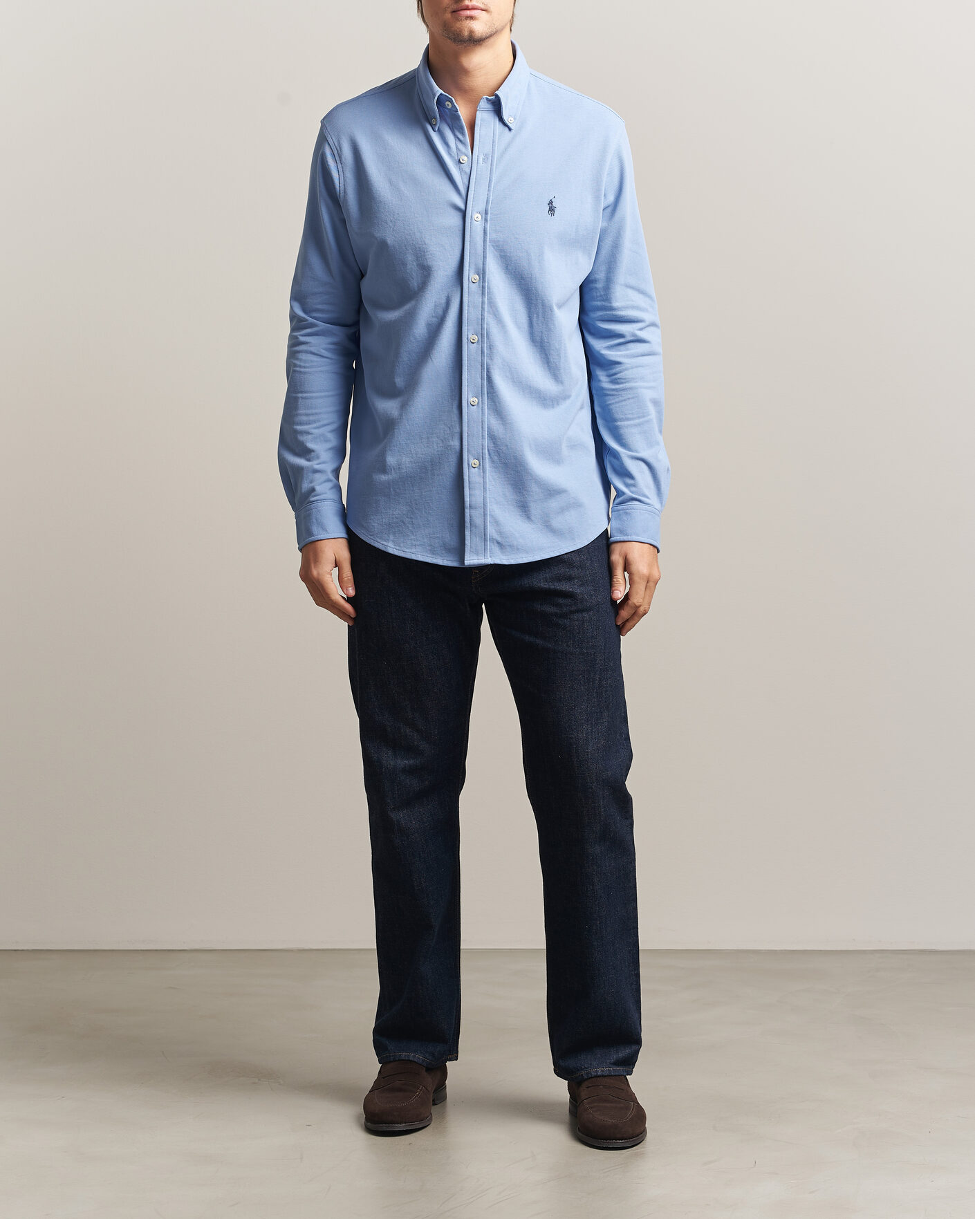 Uomini | Polo | Polo Ralph Lauren | Featherweight Mesh Shirt Dress Shirt Blue