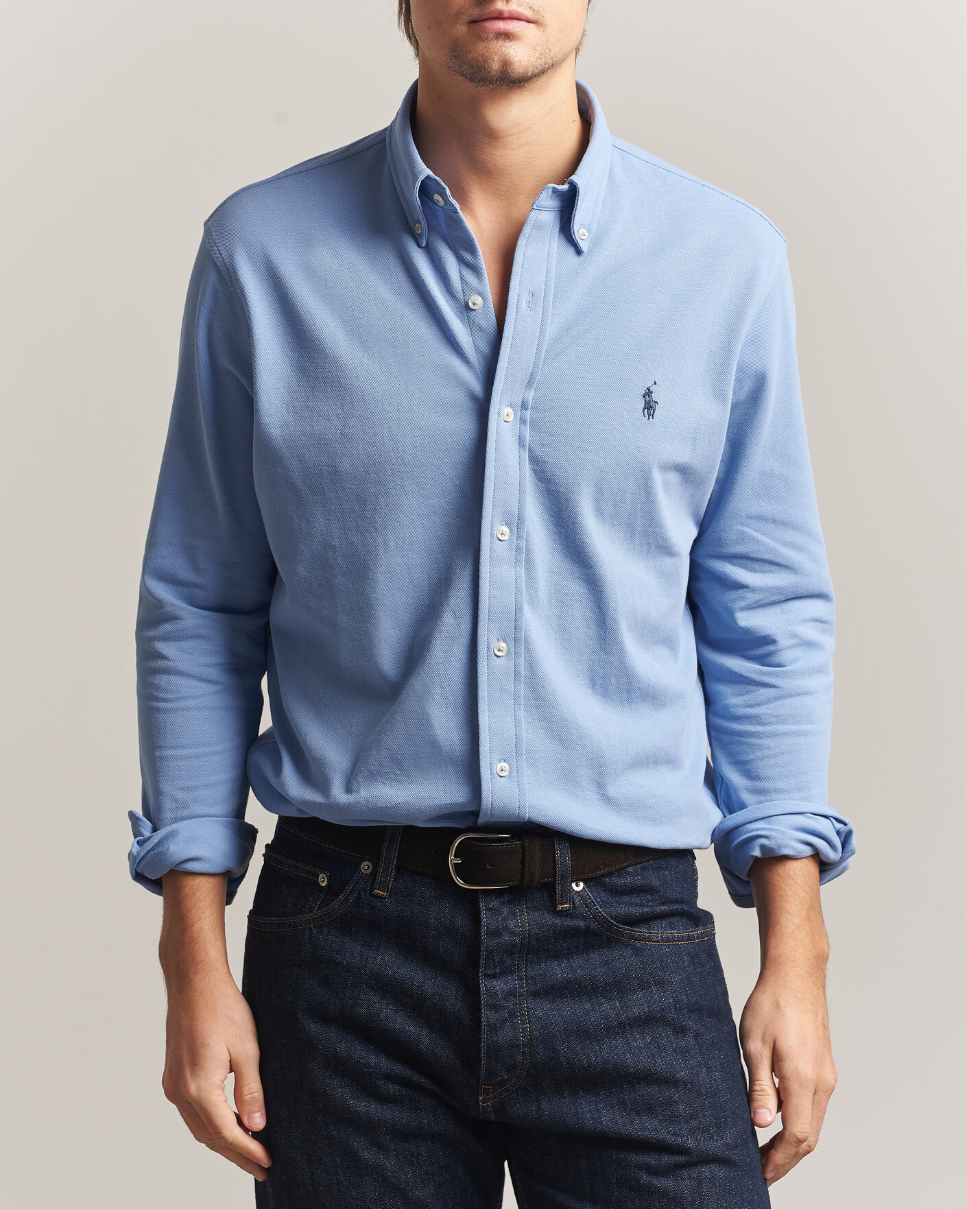 Uomini | Polo | Polo Ralph Lauren | Featherweight Mesh Shirt Dress Shirt Blue