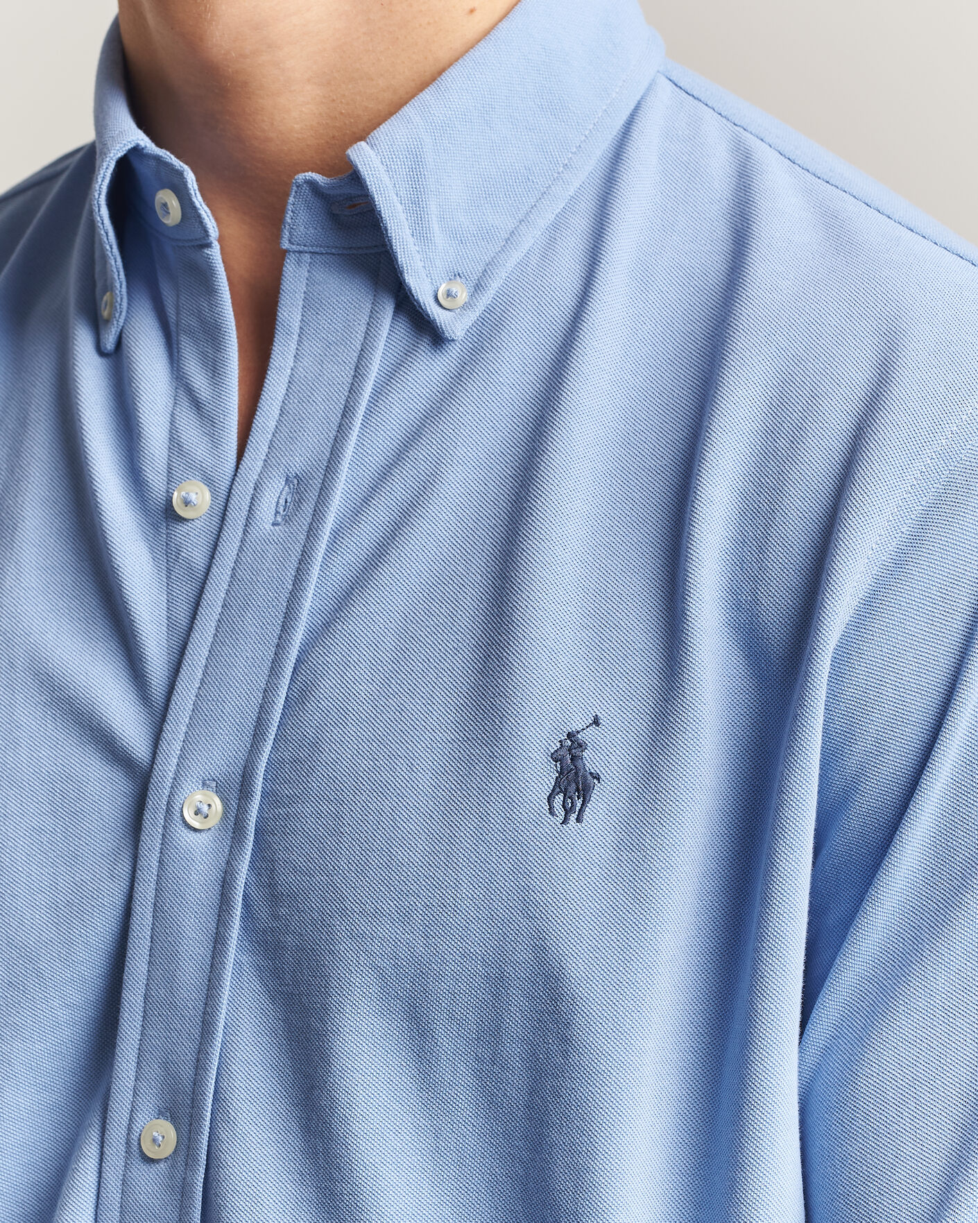Uomini | Polo | Polo Ralph Lauren | Featherweight Mesh Shirt Dress Shirt Blue