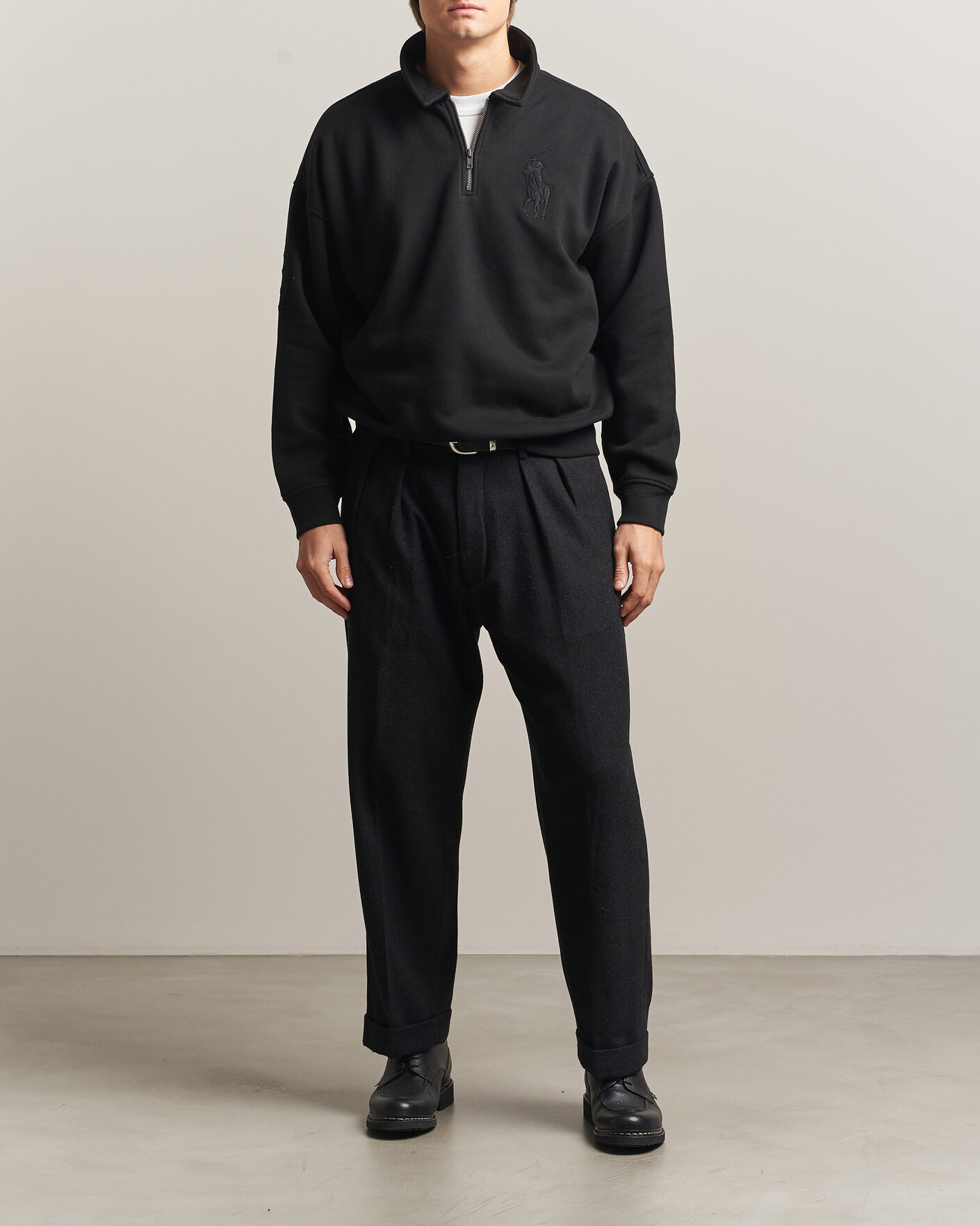 Uomini | Maglieria | Polo Ralph Lauren | Heavy Weight Half Zip Fleece Polo Black