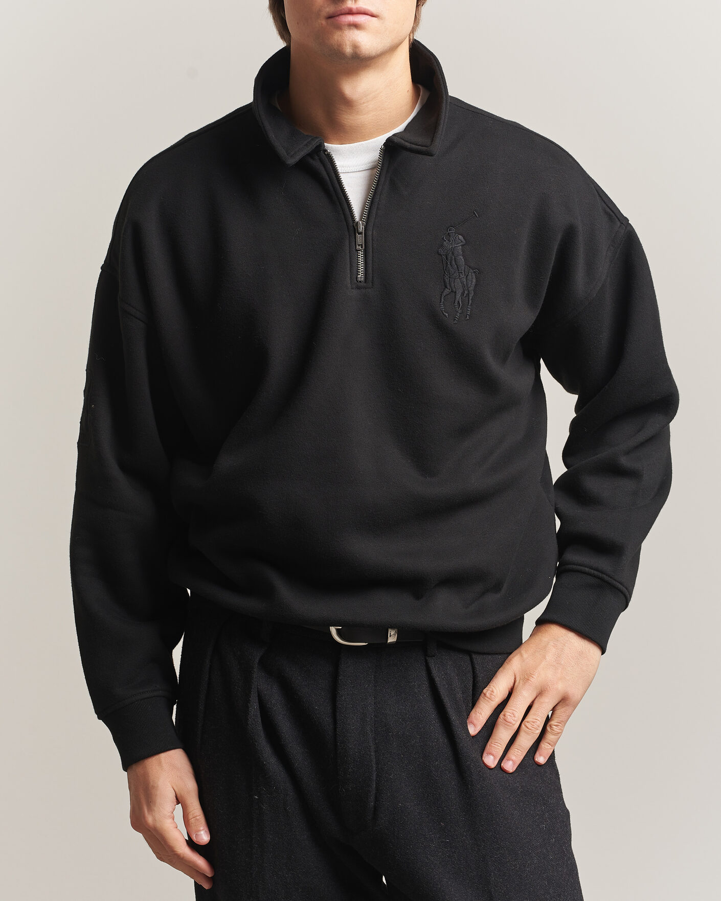 Uomini | Maglieria | Polo Ralph Lauren | Heavy Weight Half Zip Fleece Polo Black