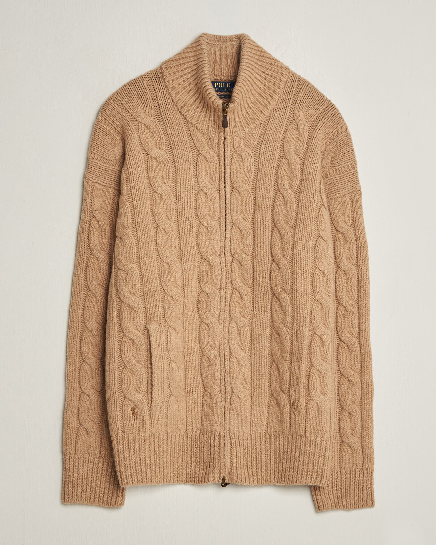 Uomini | Maglieria | Polo Ralph Lauren | Wool/Alpaca Cable Full-Zip Camel Melange