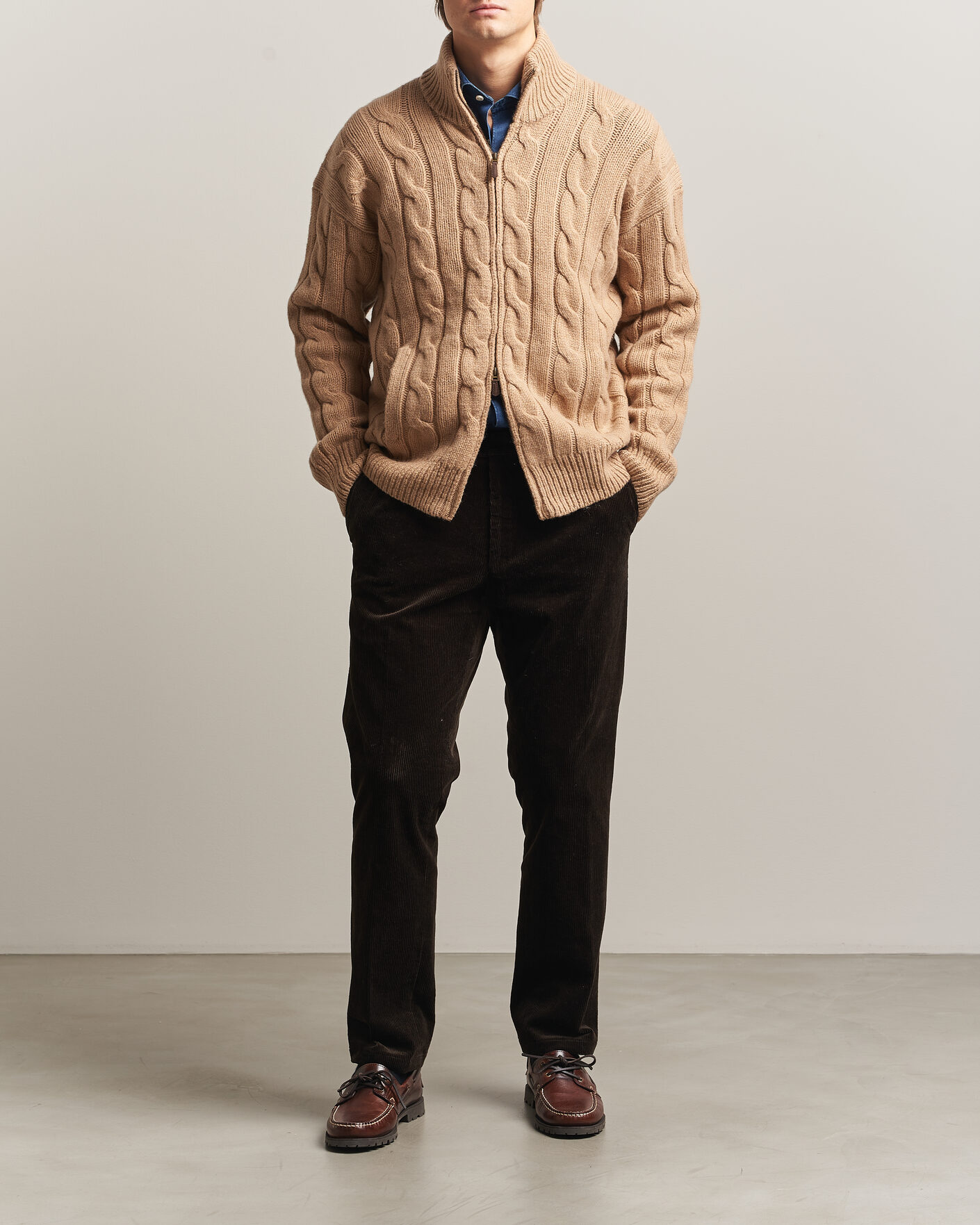 Uomini | Maglieria | Polo Ralph Lauren | Wool/Alpaca Cable Full-Zip Camel Melange