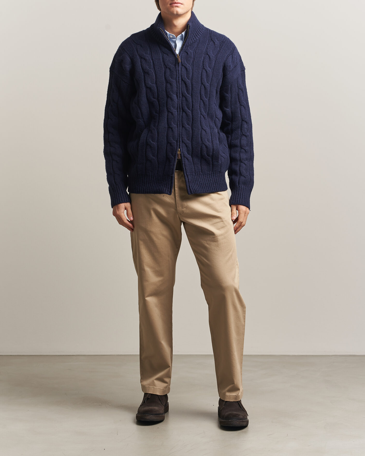 Uomini | Maglieria | Polo Ralph Lauren | Wool/Alpaca Cable Full-Zip Hunter Navy