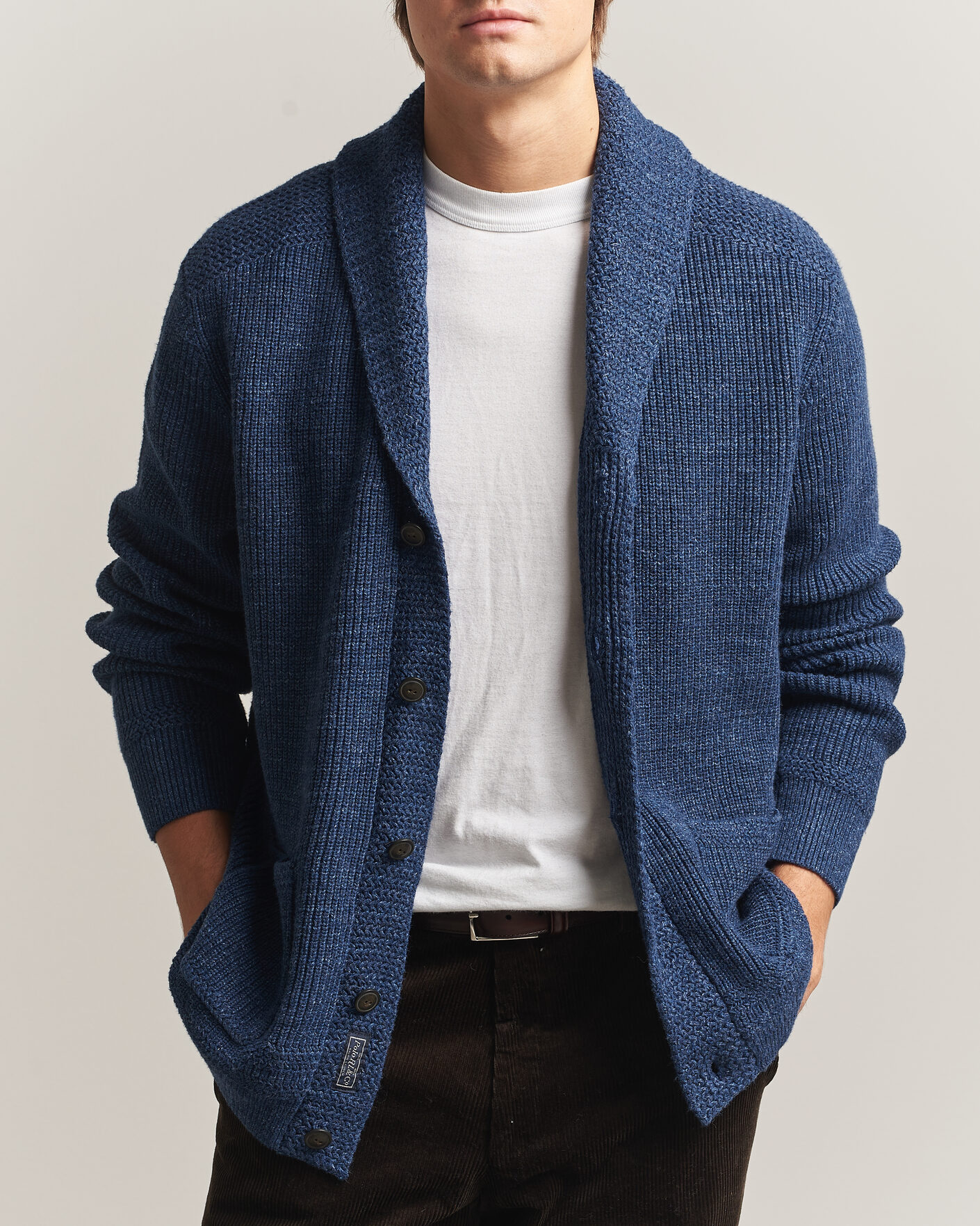Uomini | Maglieria | Polo Ralph Lauren | Cotton Shawl Cardigan Blue Marl