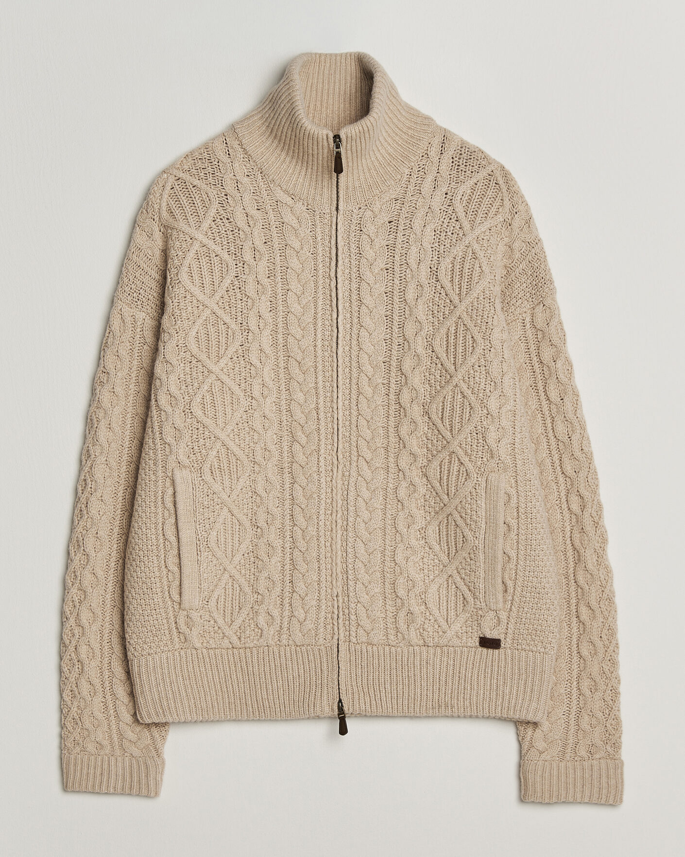 Uomini | Maglieria | Polo Ralph Lauren | Wool/Alpaca Aran Full-Zip Jicama Brown Heather